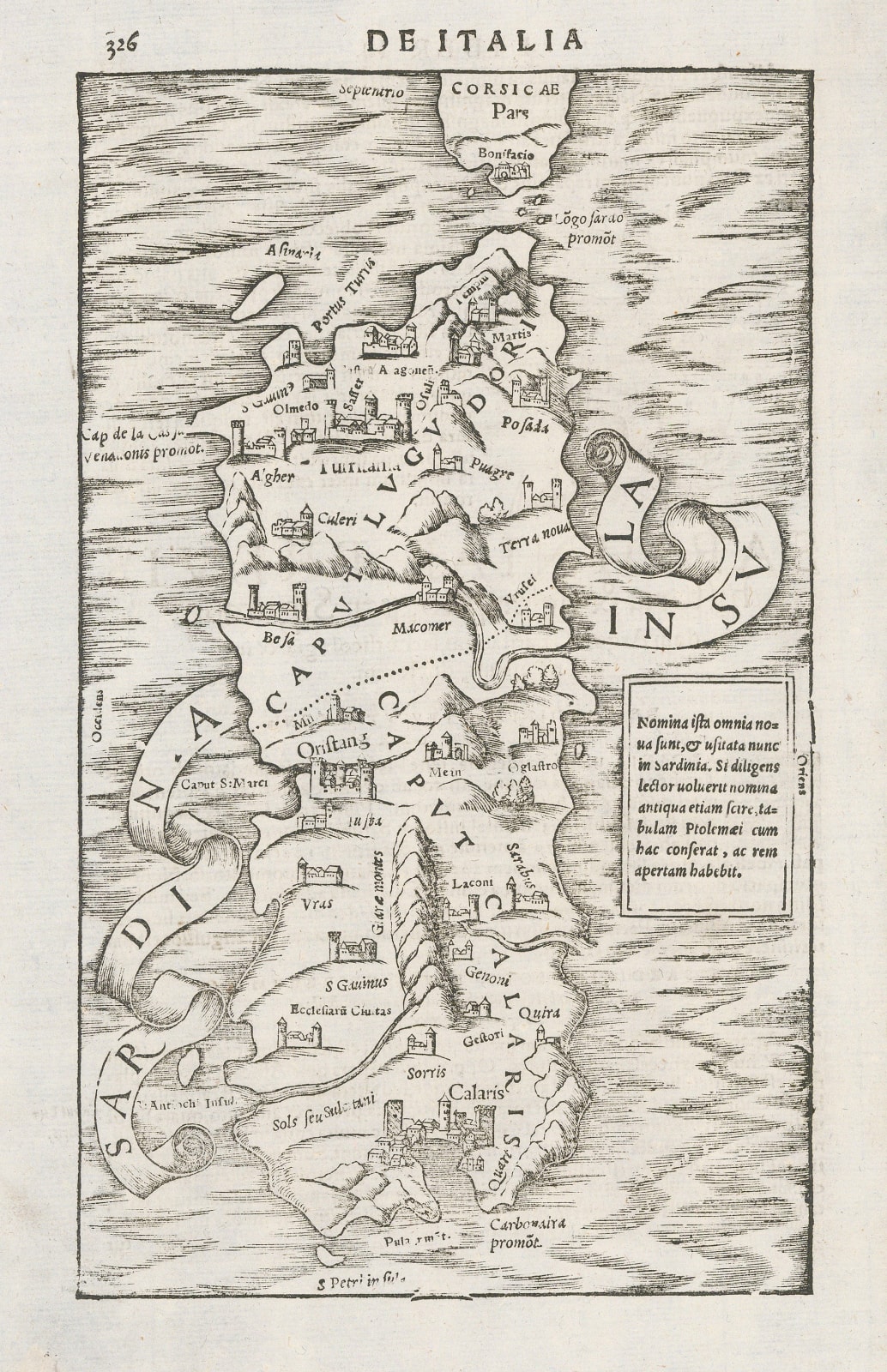 Sebastian Münster, The earliest printed map of Sardinia, 1572