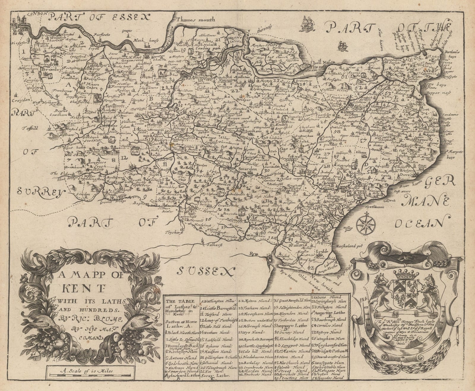 Richard Blome, A Mapp of Kent, 1673