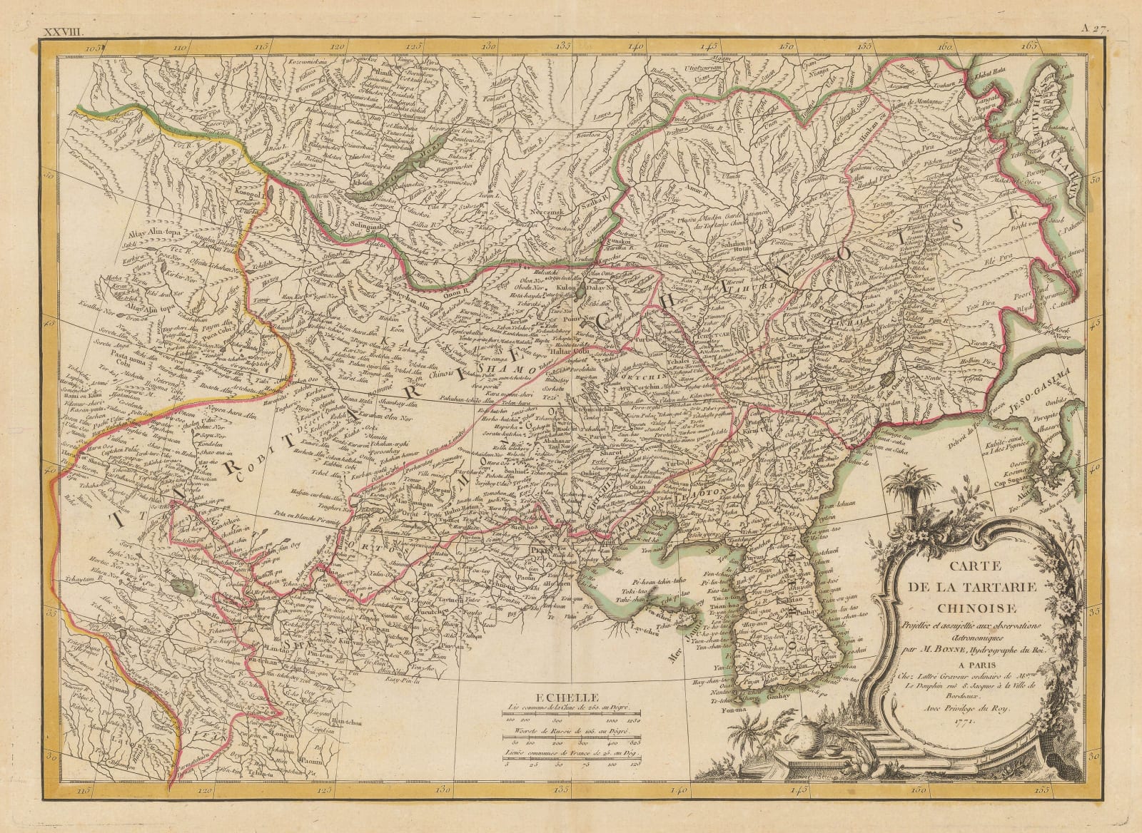 Rigobert Bonne, Korean Peninsula and Northern China, 1771