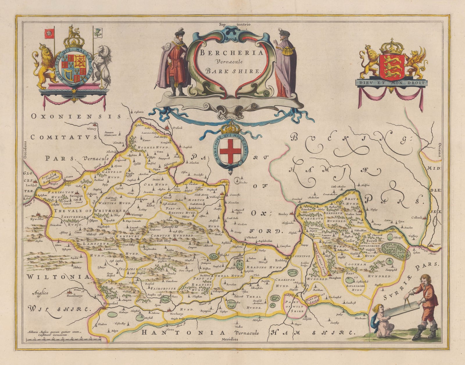 Willem & Jan Blaeu, Bercheria Vernacule Bark Shire - Berkshire, 1650 c.