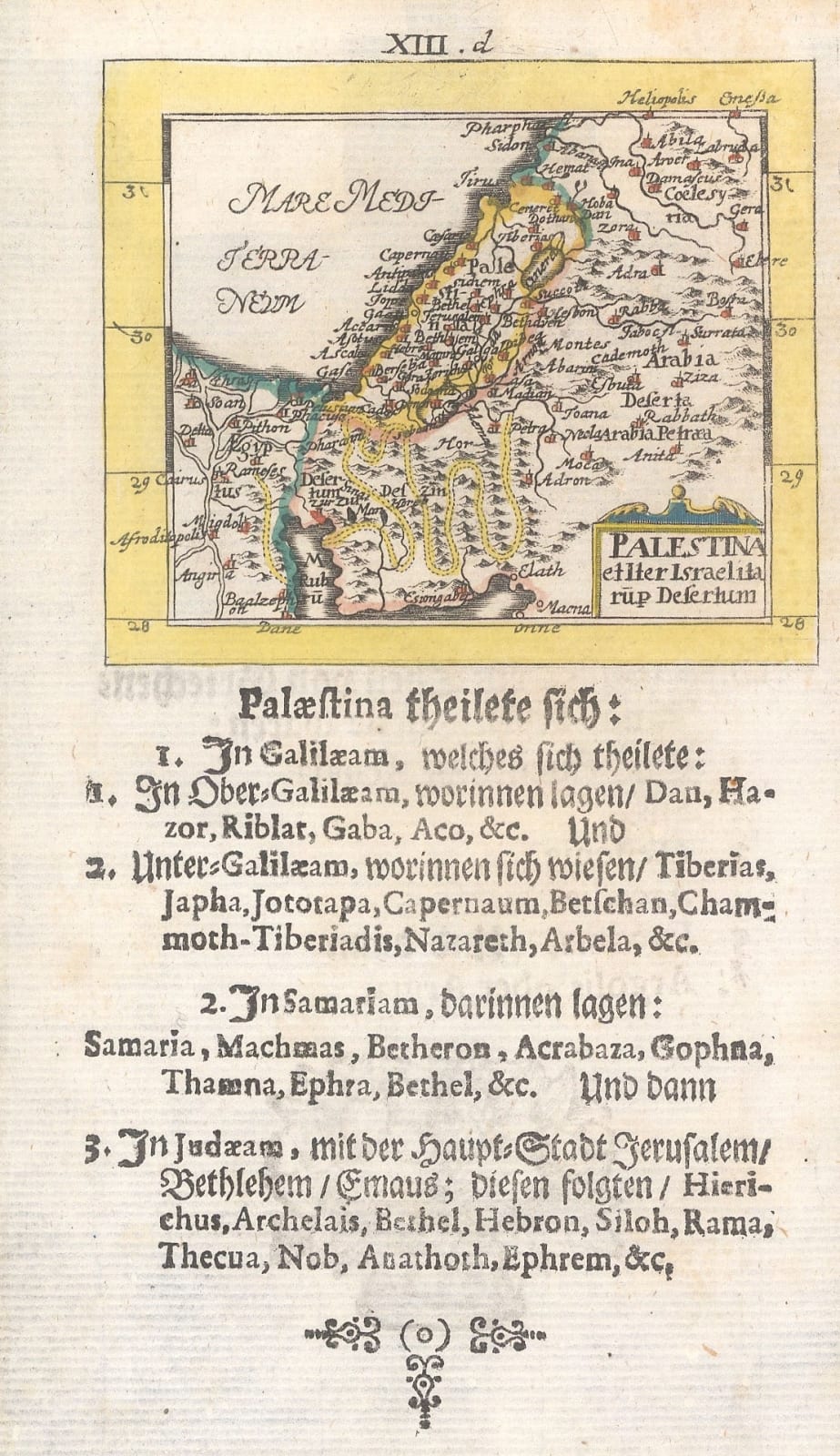 Johann Ulrich Muller, Early miniature map of the Holy Land, 1692