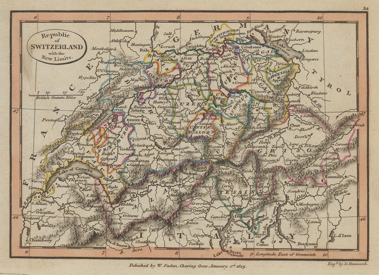William Faden, Switzerland, 1819