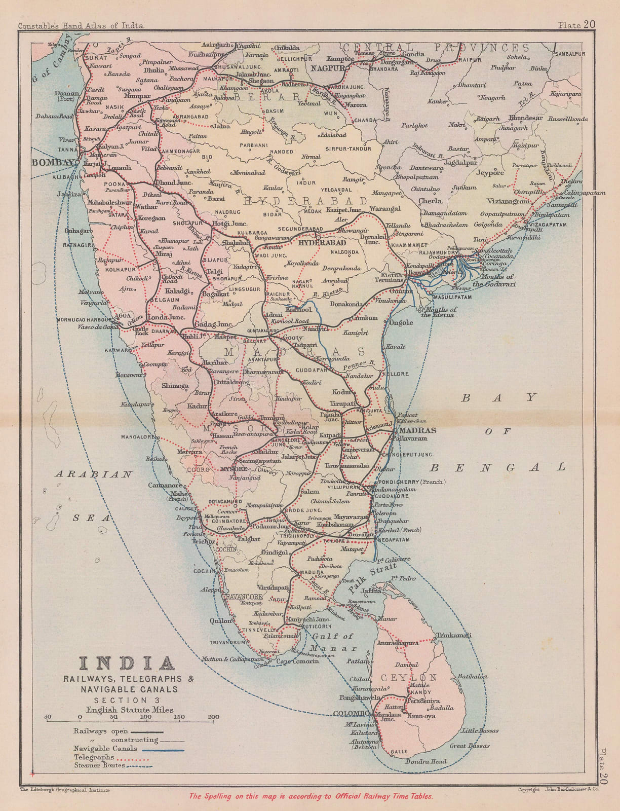 J.G. Bartholomew, [Central, South India and Sri Lanka], 1893