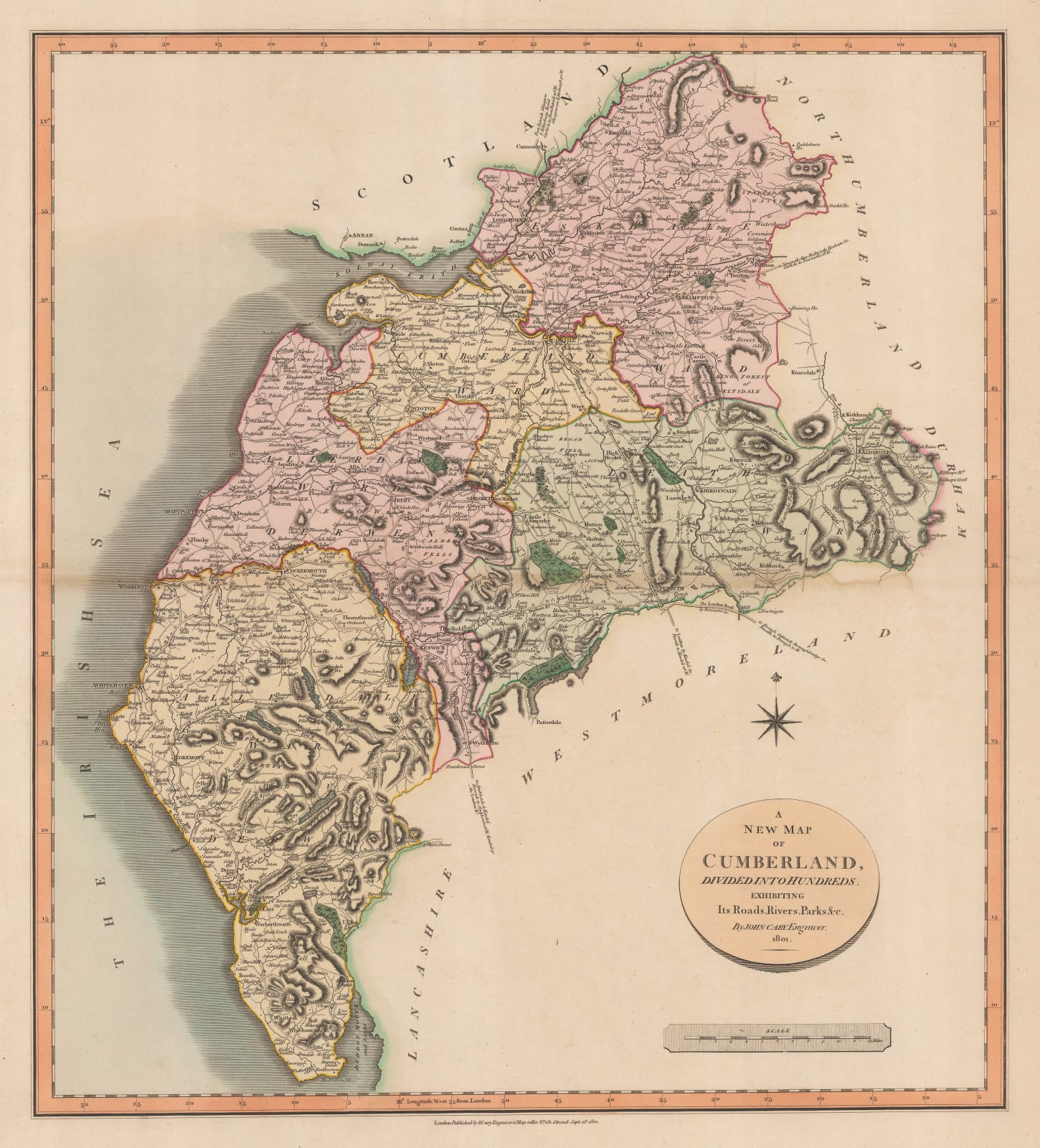 John Cary, A New Map of Cumberland, 1801