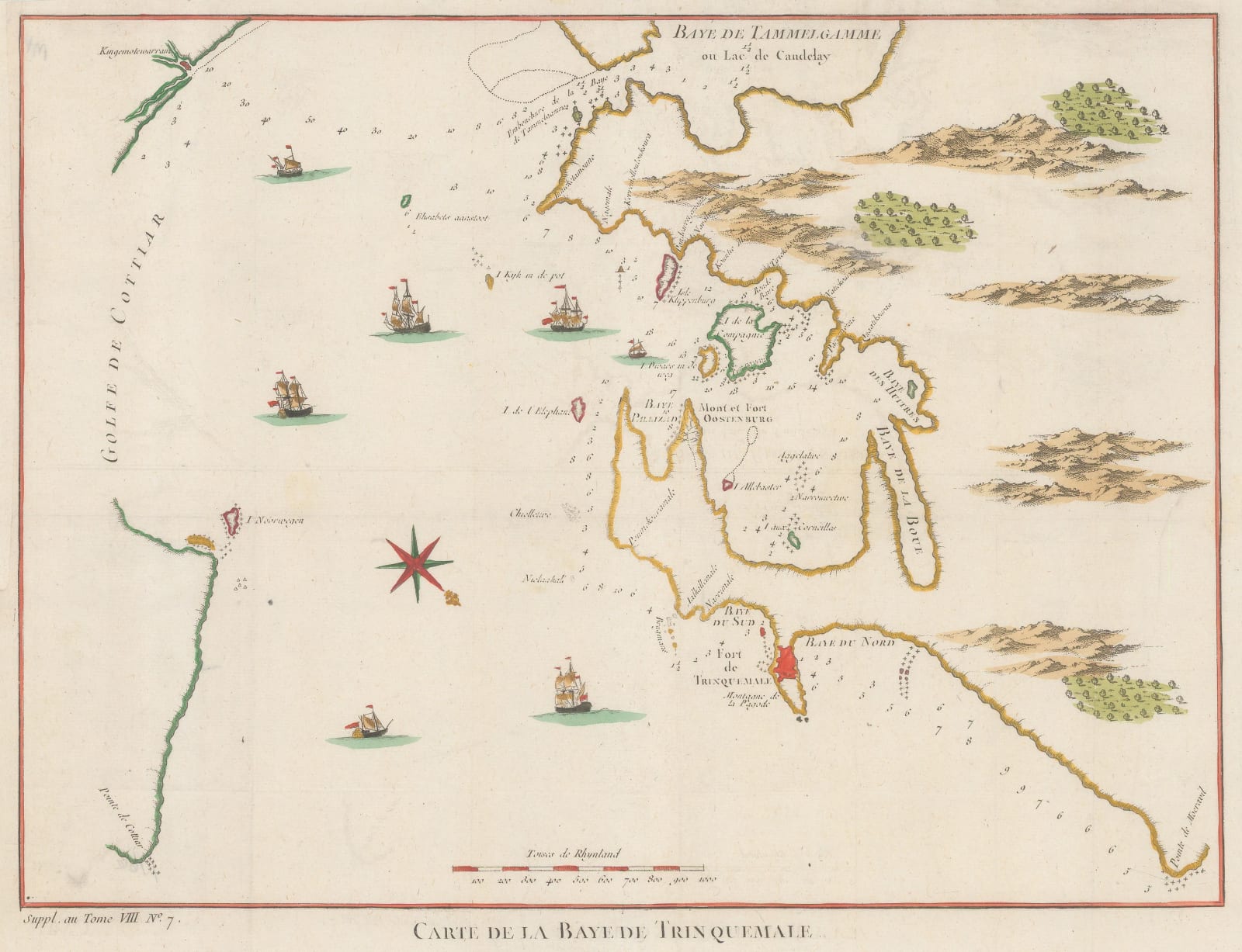 Jacques-Nicolas Bellin, Chart of the Bay of Trincomalee (Gokanna or Gokarna), 1757