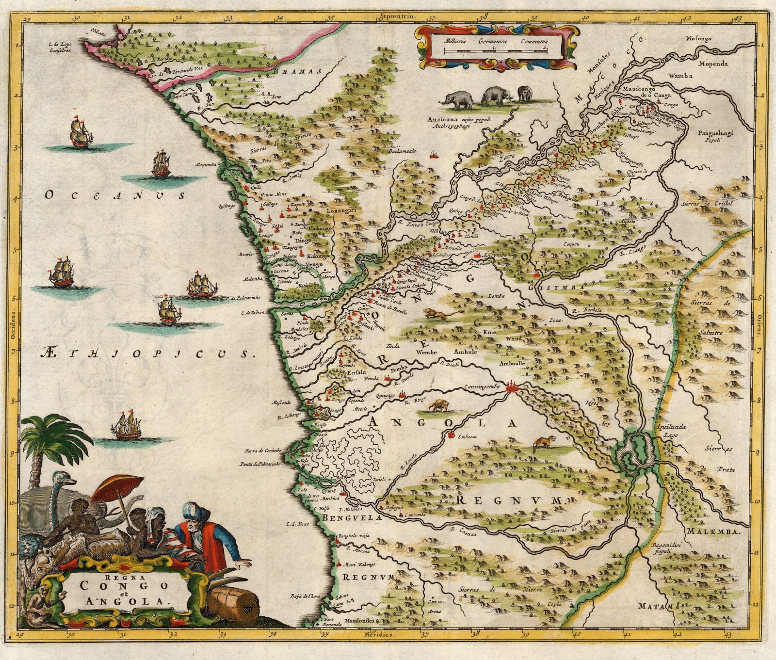 Matthäus Merian, Kingdom of Congo & Angola, 1650 c.