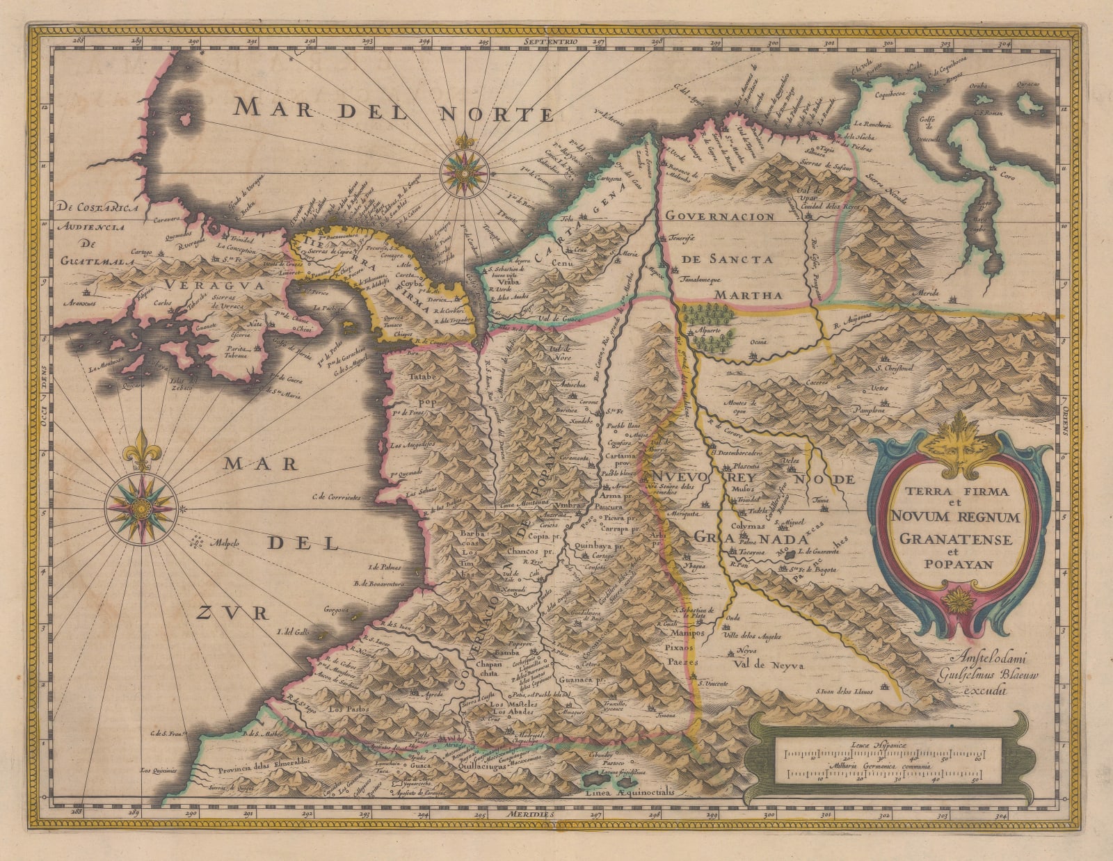 Jan Blaeu, Colombia & Panama, 1650 c.