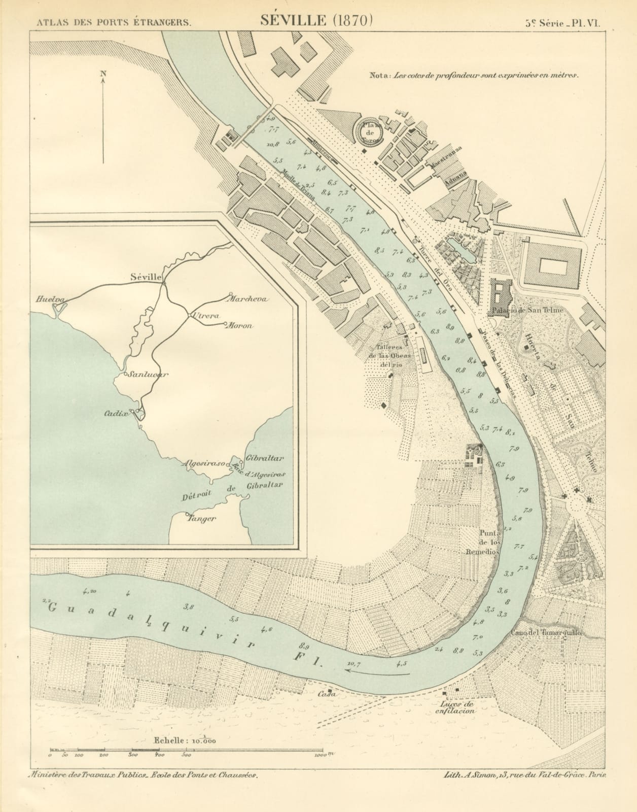 A. Simon, Plan of the docks of Seville, 1870