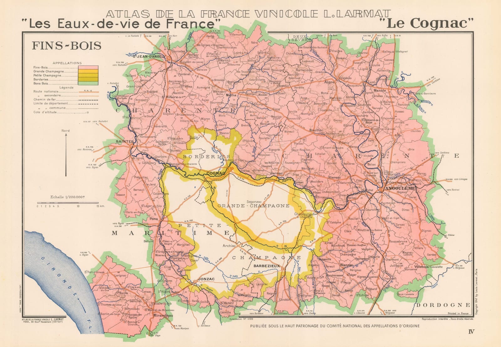 Louis Larmat, Cognac producing regions of France, 1947