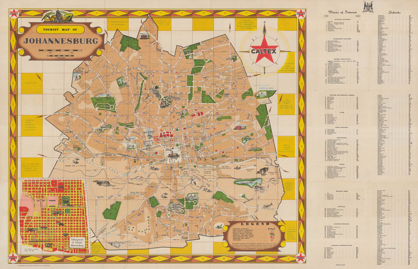 Johannesburg Publicity Association, Tourist Map of Johannesburg, 1950 c