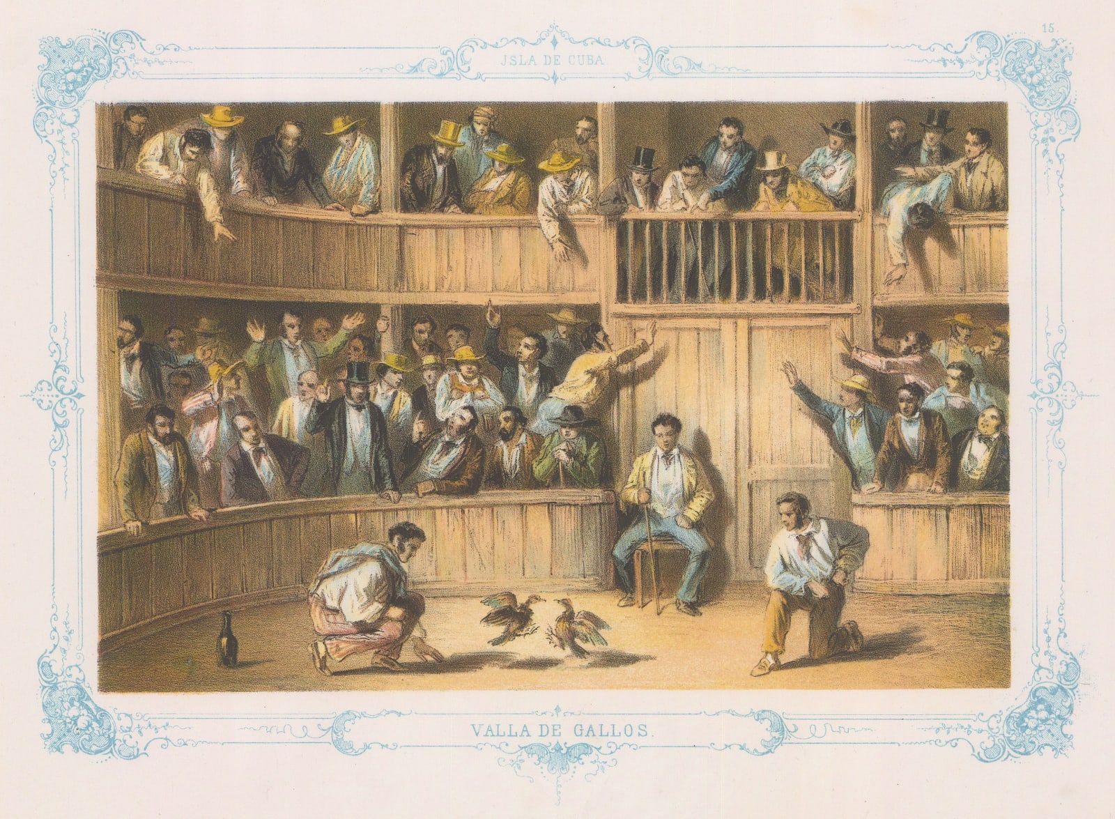 Frédéric (Federico) Mialhe, Cuba - Valla de Gallos (Cock fighting), 1855