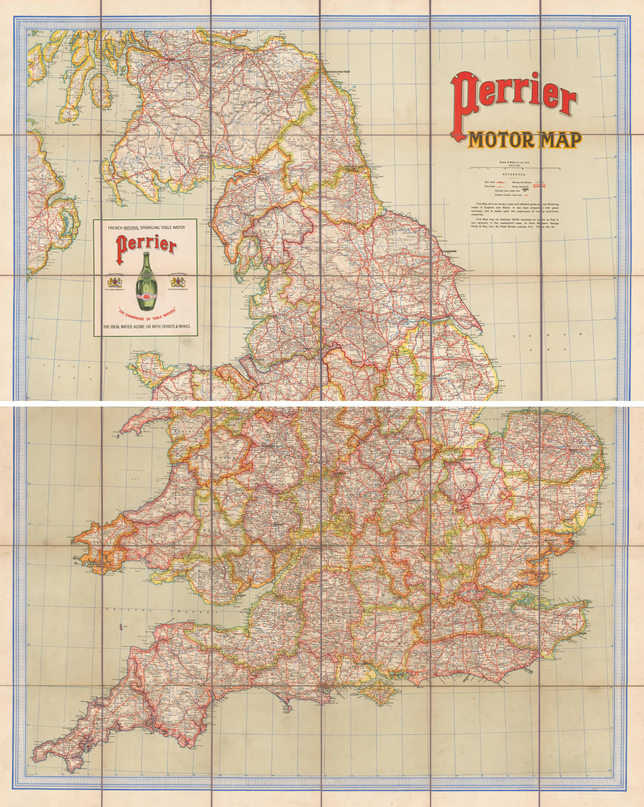 George Philip & Son Ltd., Perrier Motor Map of England & Wales, 1906 (c.)