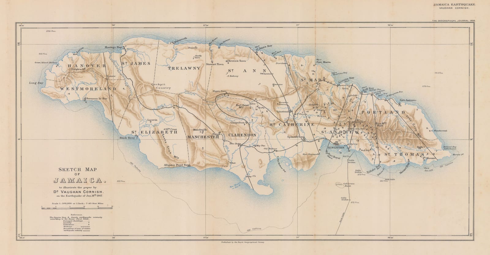 Royal Geographical Society (RGS), Sketch Map of Jamaica, 1908