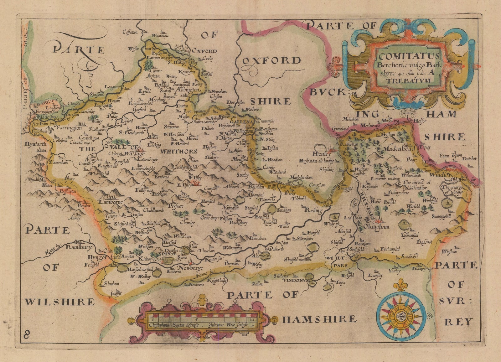 Christopher Saxton & William Hole, Comitatus Bercheriae vulgo Barkshyre, 1637