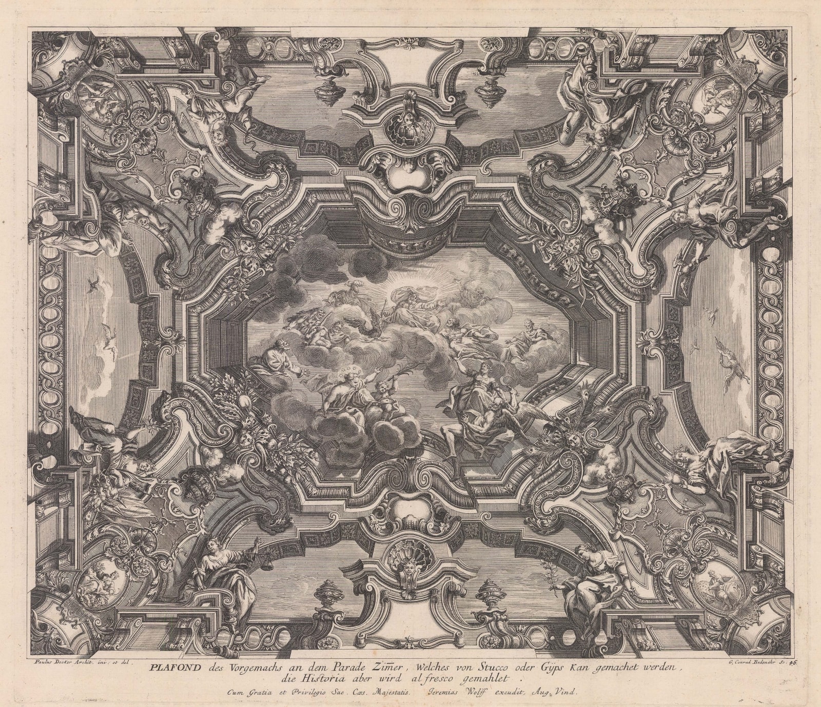 Paul Decker, Interiors - Baroque Ceiling Decoration, 1711
