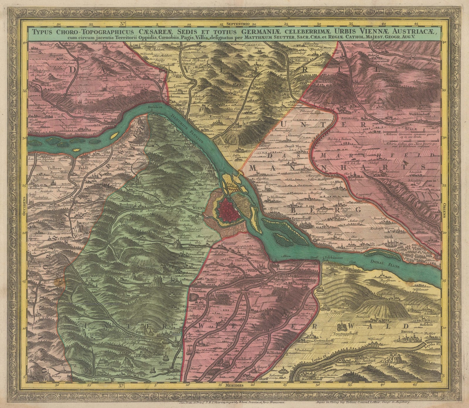 Matthaus Seutter, Vienna and environs, 1740 c.