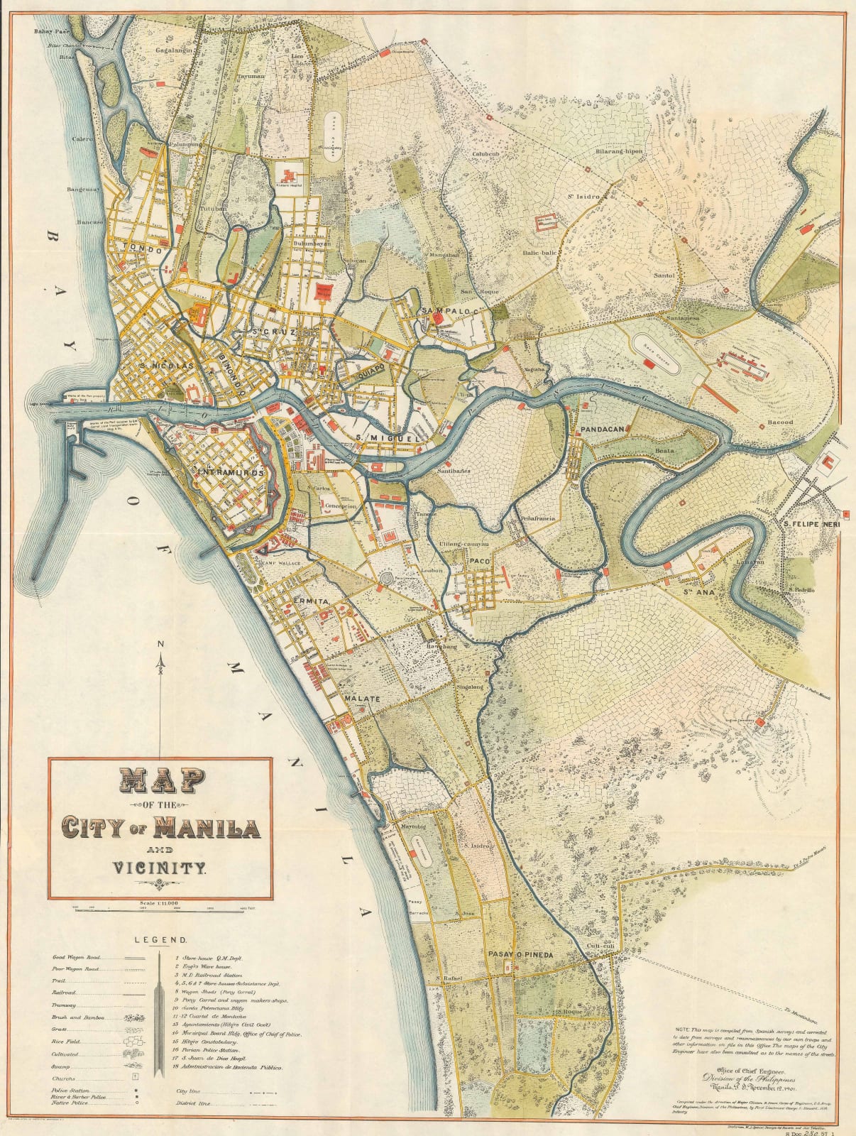 George F. Stewart, Map of the City of Manila and Vicinity, 1901