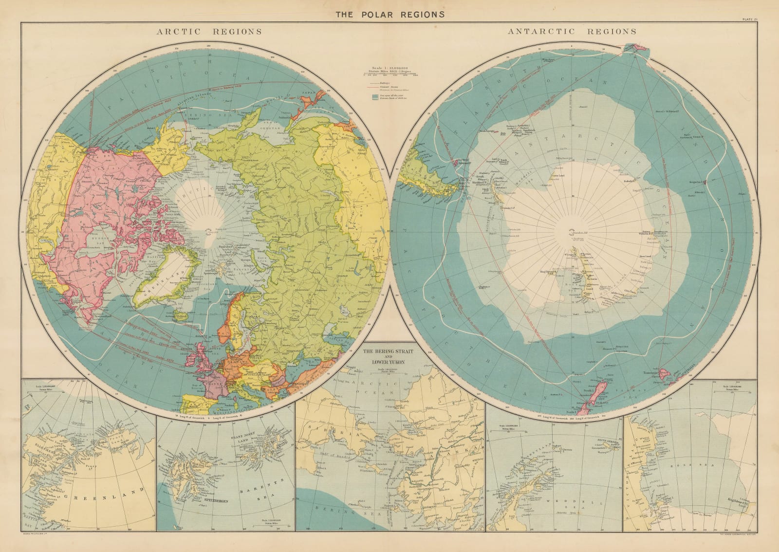 George Philip & Son Ltd., The Polar Regions, 1913 c.