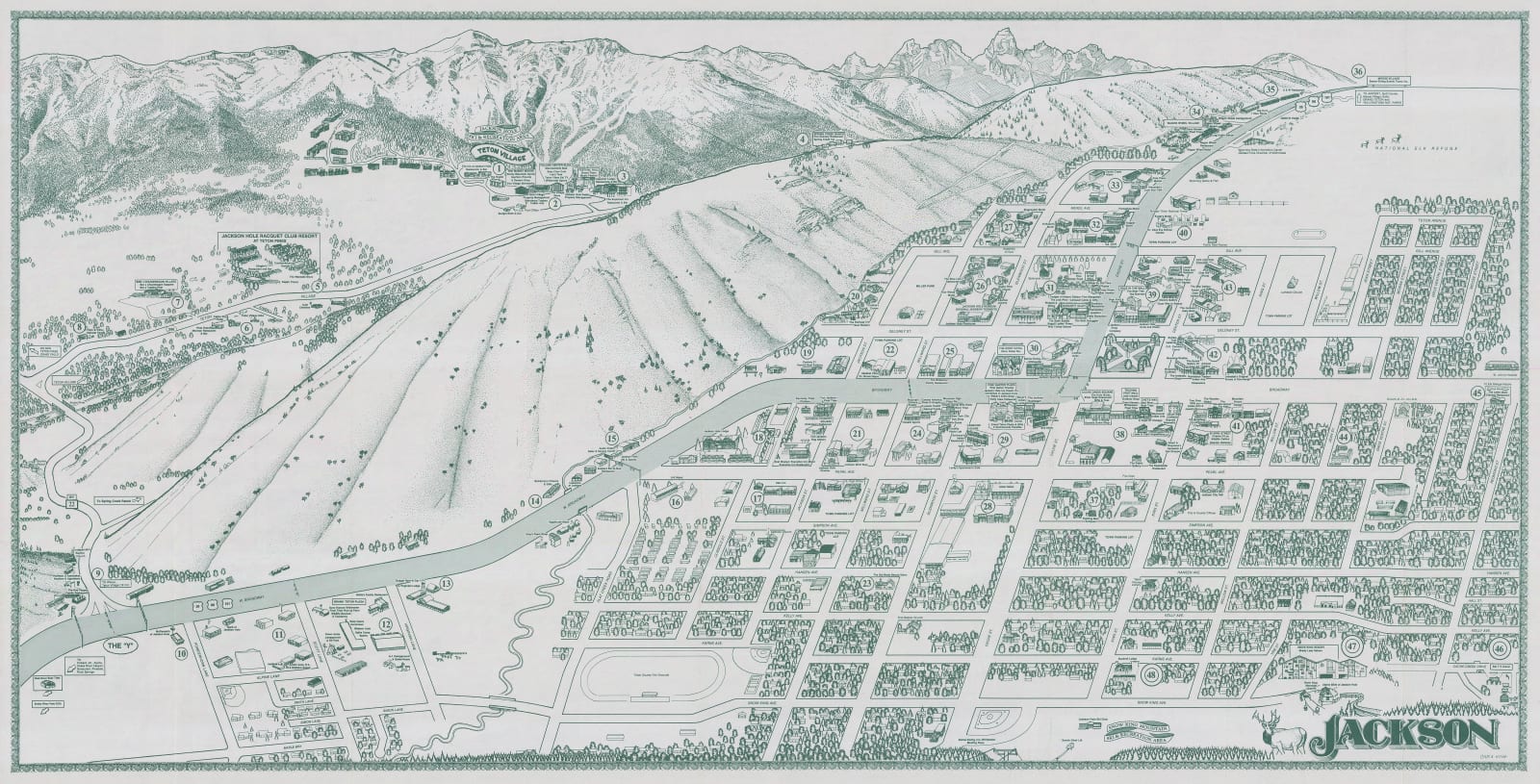 Chris King, Jackson Hole Picture Map, 1986