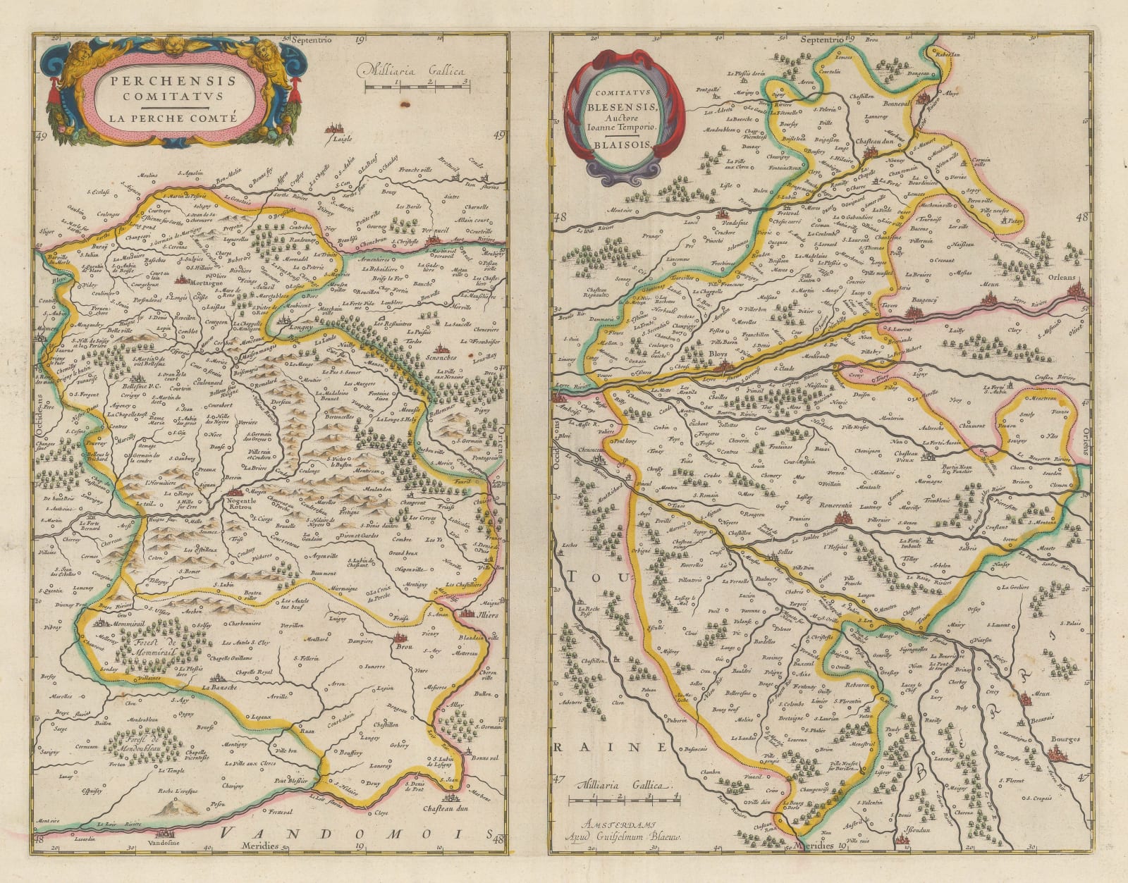 Willem & Jan Blaeu, Eure-et-Loir and Indre-et-Loire, 1650