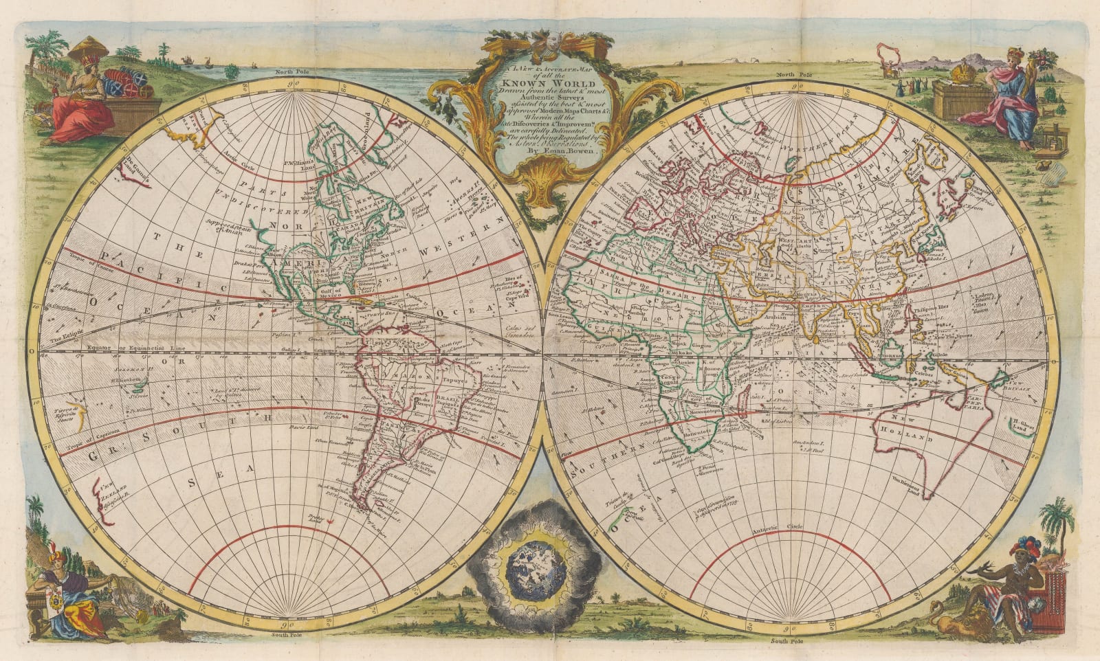 Emanuel Bowen, A New & Accurate Map of all the Known World, 1766