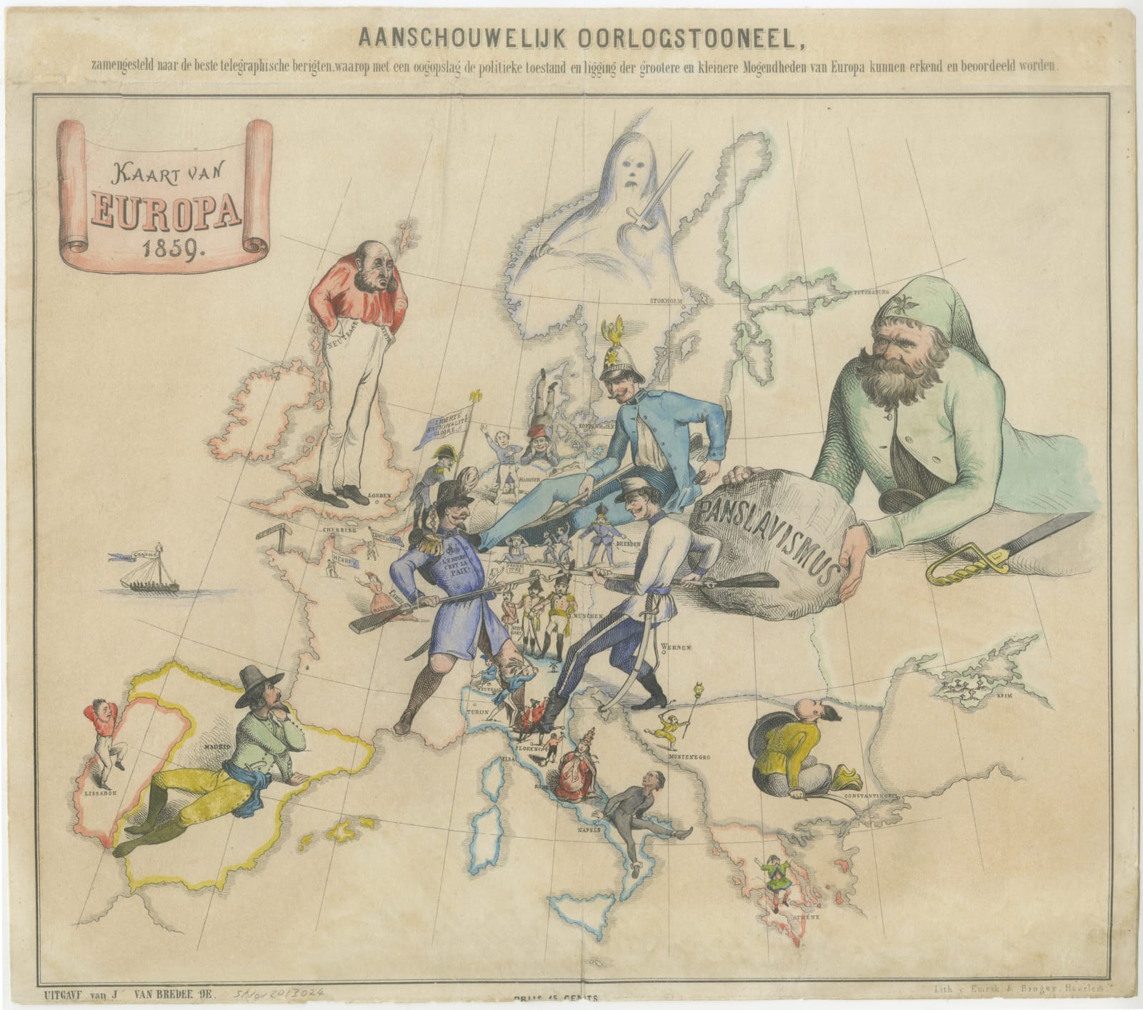 Jan van Brederode, Dutch caricature map of Europe during the Franco-Austrian War, 1859
