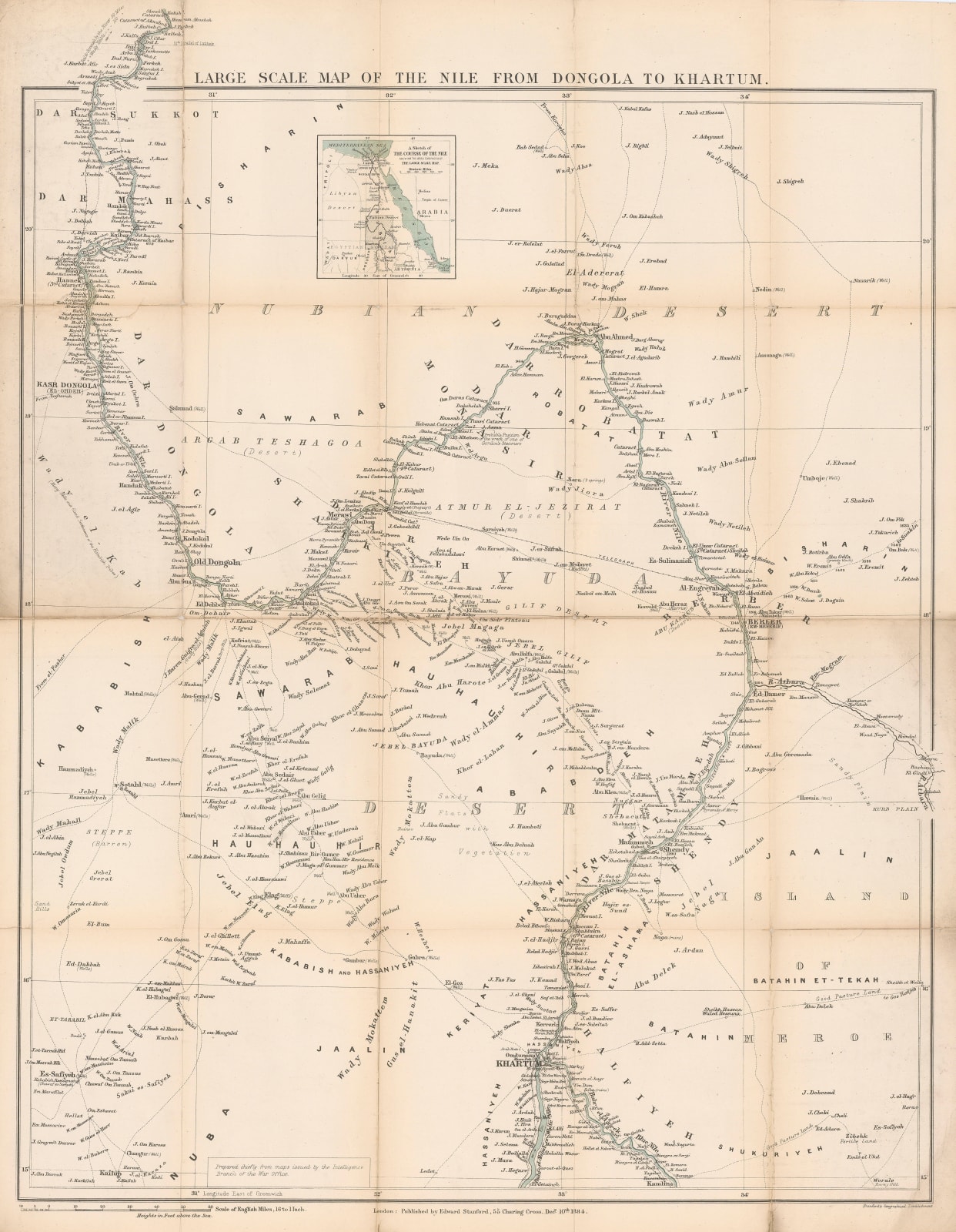 Edward Stanford, A Map of the Nile during the Siege of Khartoum, 1884