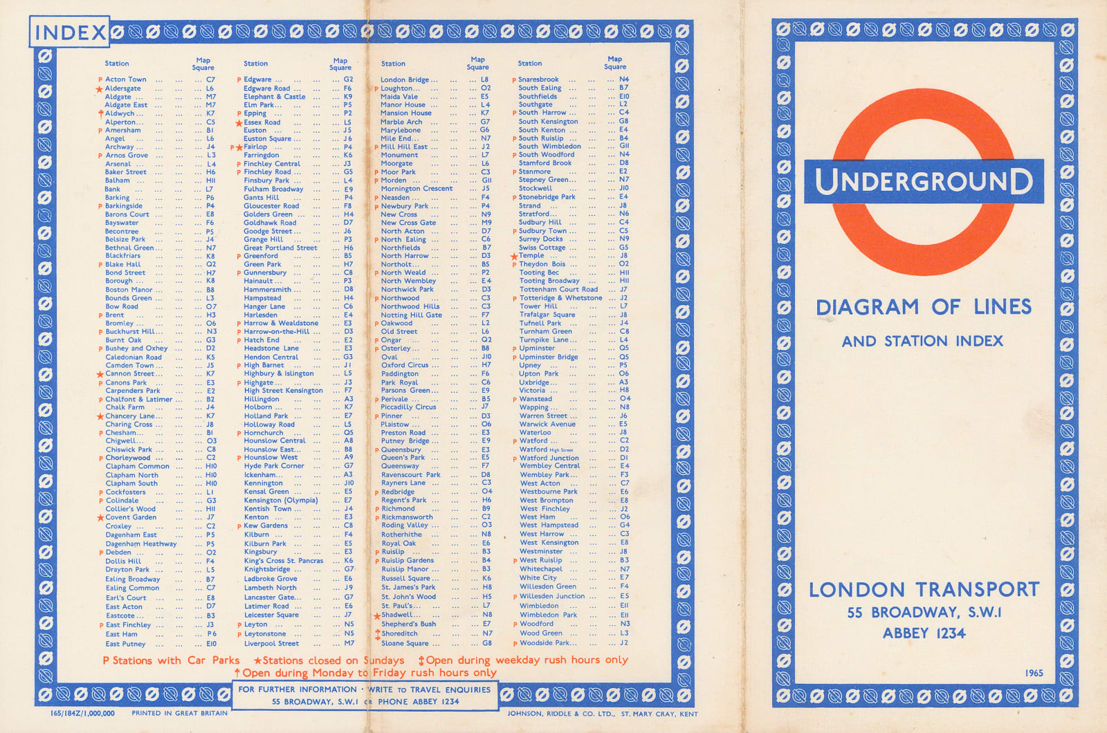Paul E. Garbutt, London Underground Map, 1965