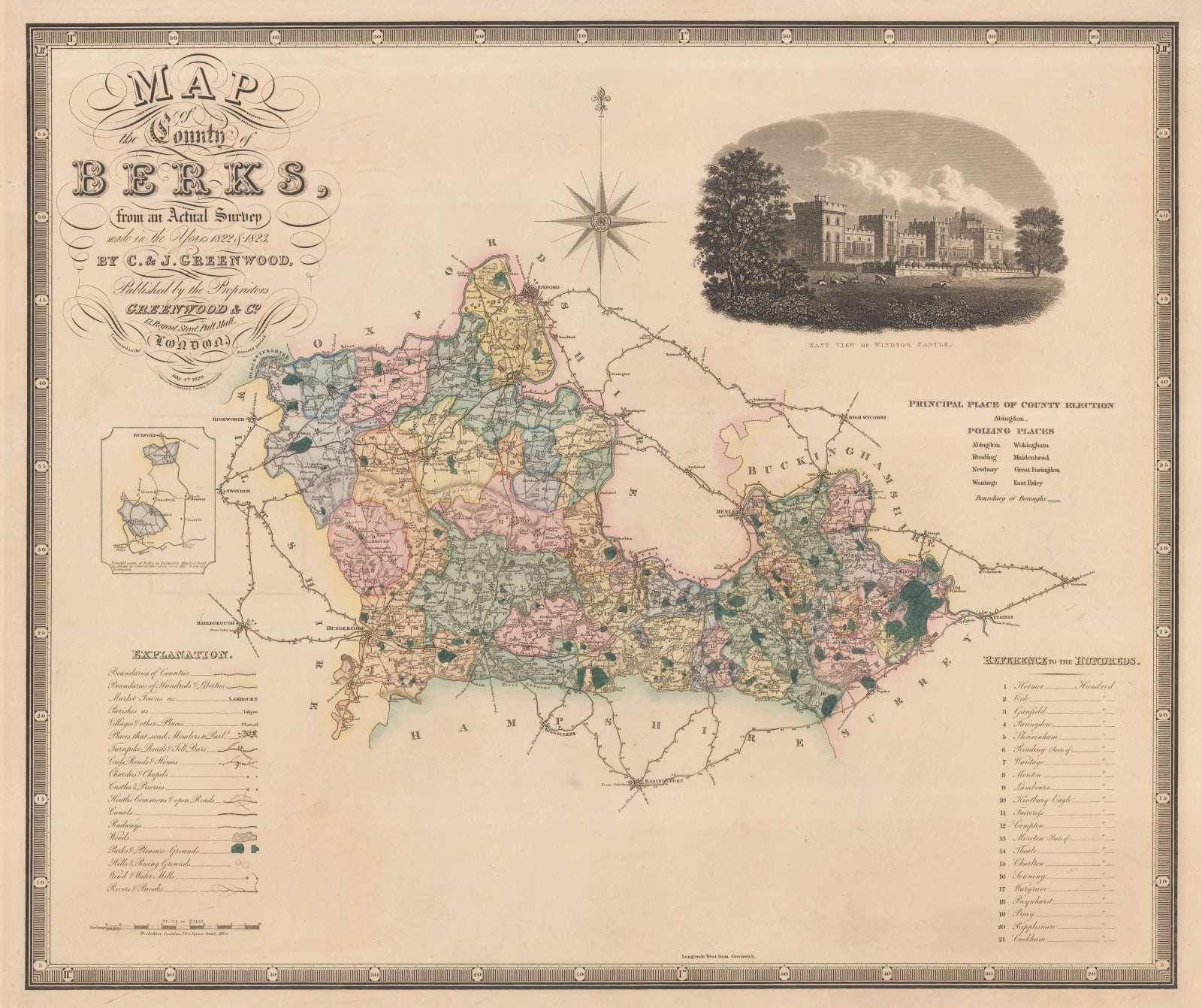 Christopher & John Greenwood, Map of the County of Berks., 1829