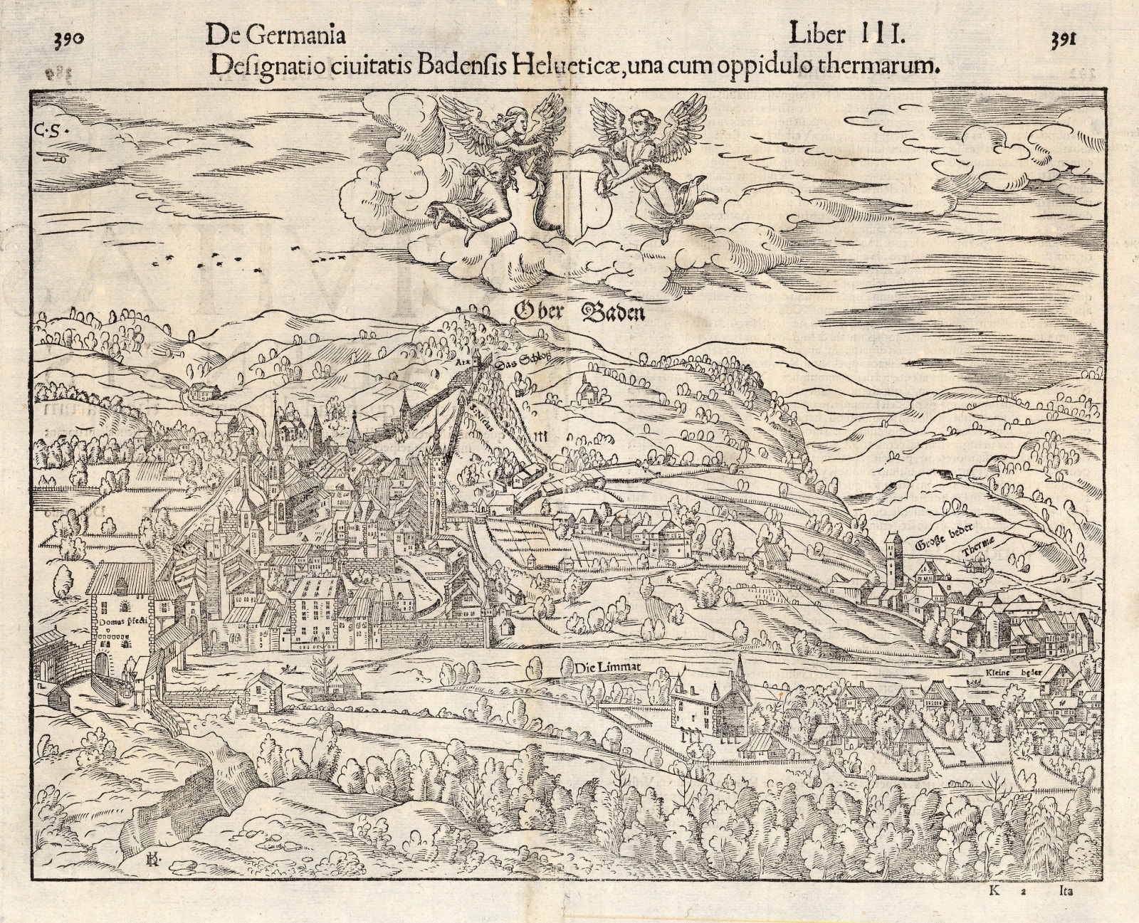 Sebastian Münster, Early woodcut of Baden, 1558