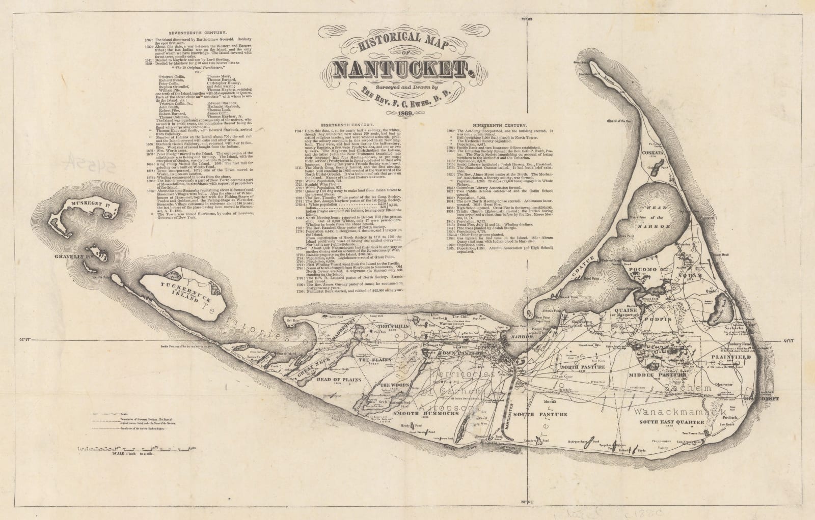 Edward K. Godfrey, Historical Map Nantucket, 1882 c.