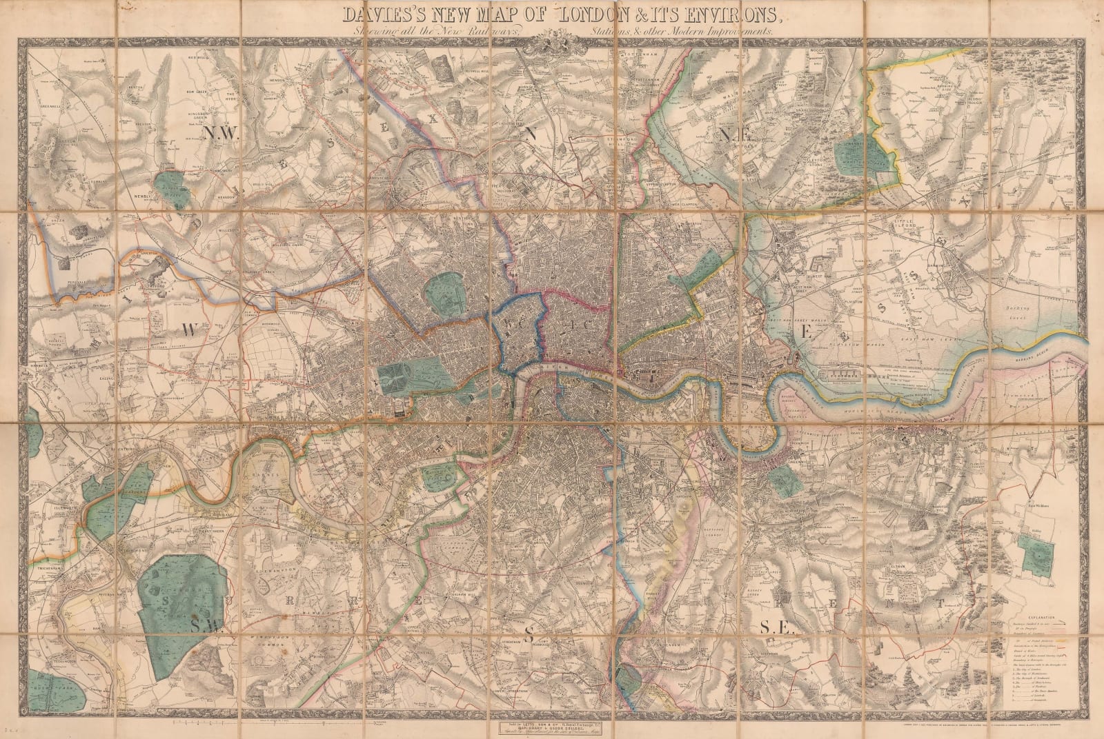 Benjamin Rees Davies, Davies's New Map of London and its Environs, 1862