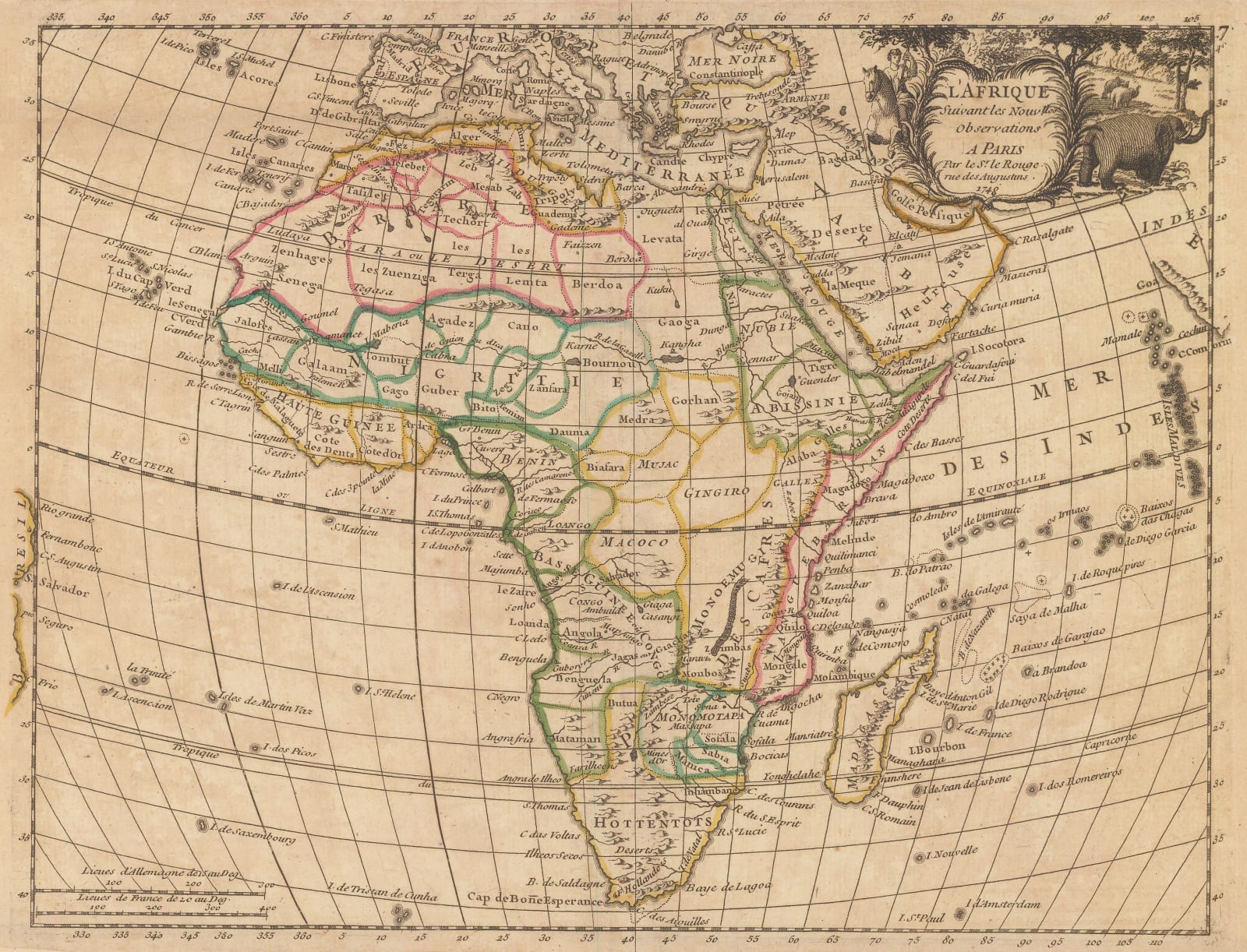 Georges-Louis Le Rouge, Africa according to New Observations, 1748