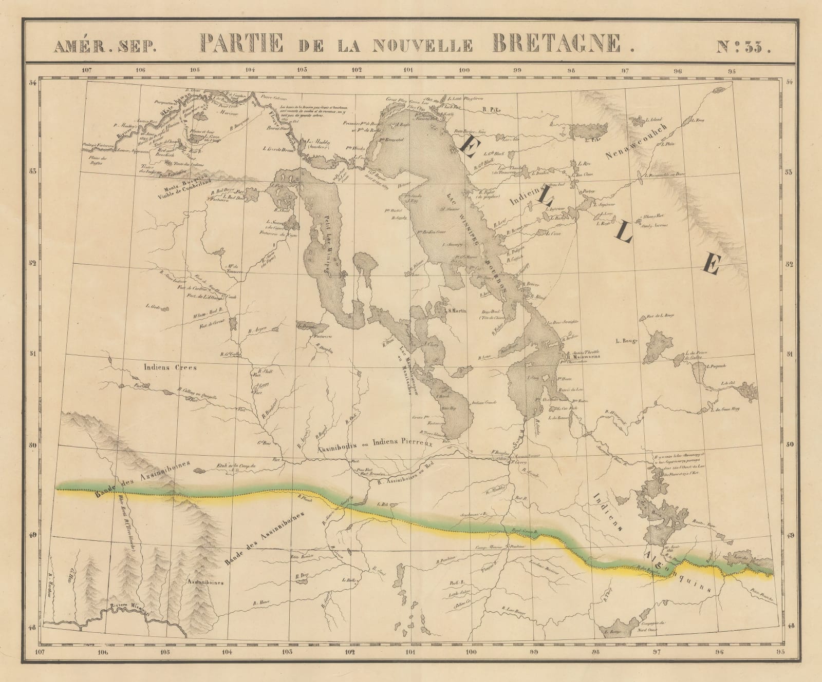 Philippe Vandermaelen, Lakes Winnipeg and Winnipegosis, Manitoba, 1827