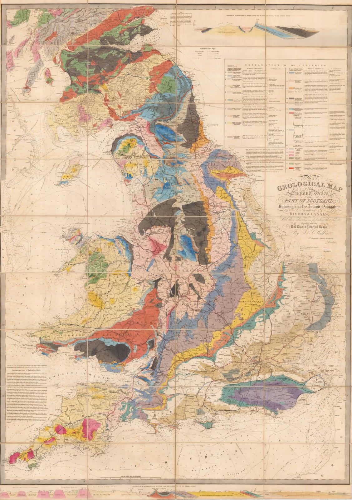 J. & C. Walker, A Geological Map of England, Wales, and Part of Scotland, 1837