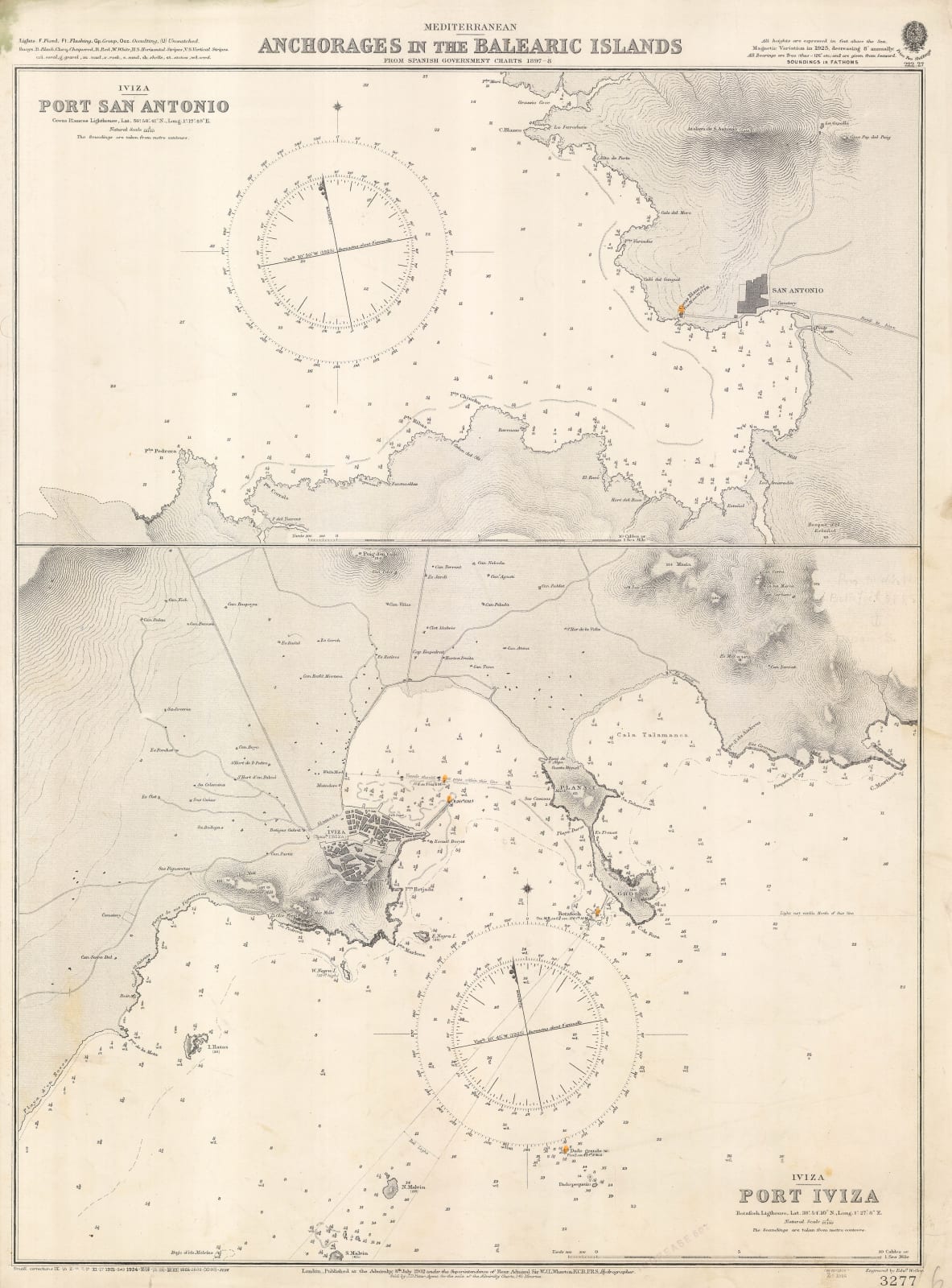 British Admiralty, Anchorages in the Balearic Islands, 1925