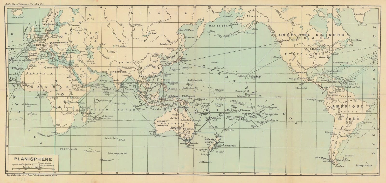 Cottreau & Le Chartier, M & H., Planisphère, 1911