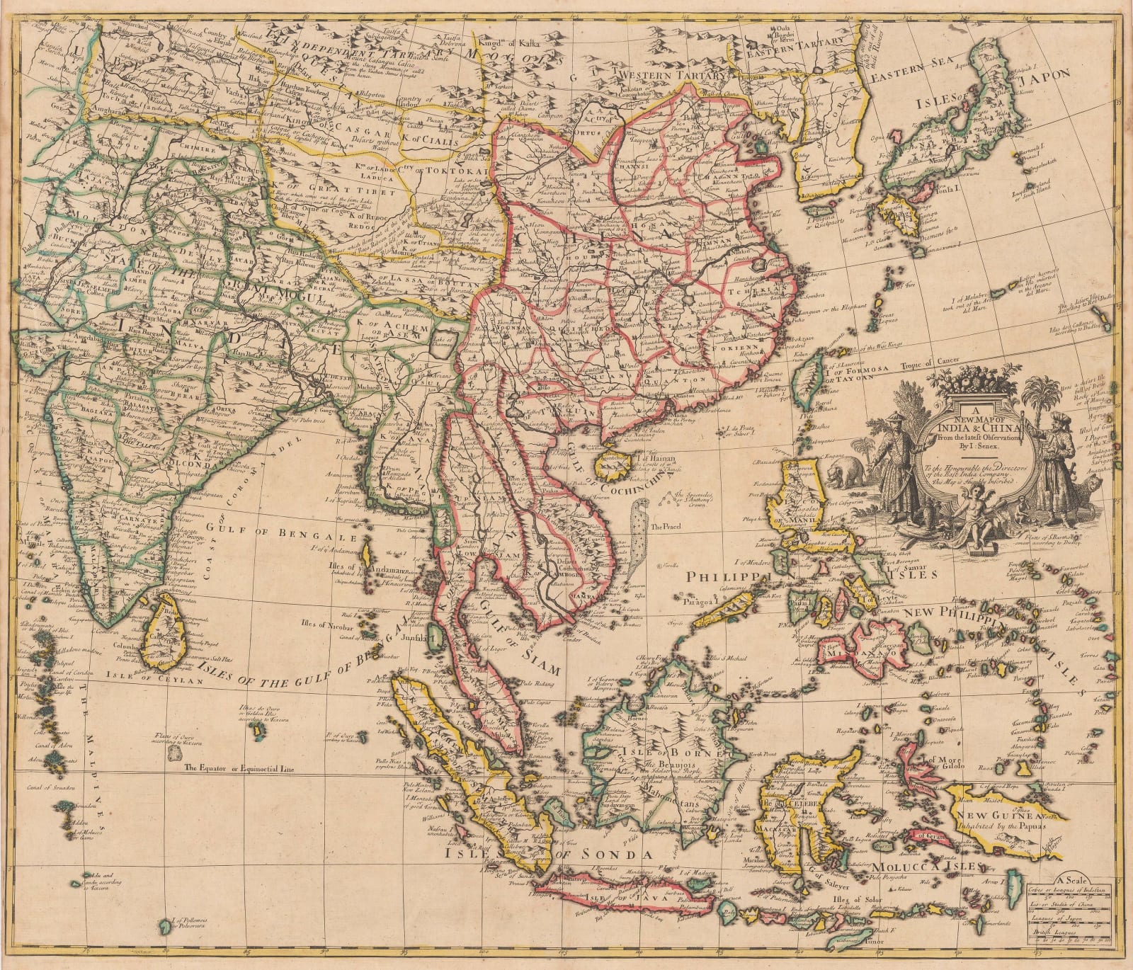 John Senex, A New Map of India & China from the Latest Observations, 1721
