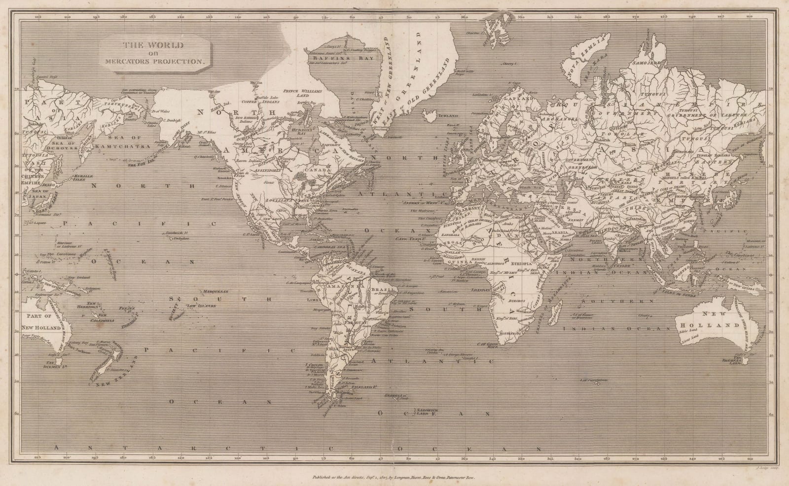 Aaron Arrowsmith, The World on Mercators Projection, 1807