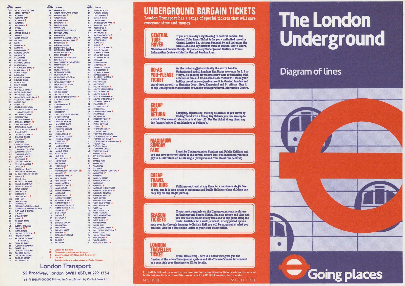 London Transport, London Underground Map, 1981