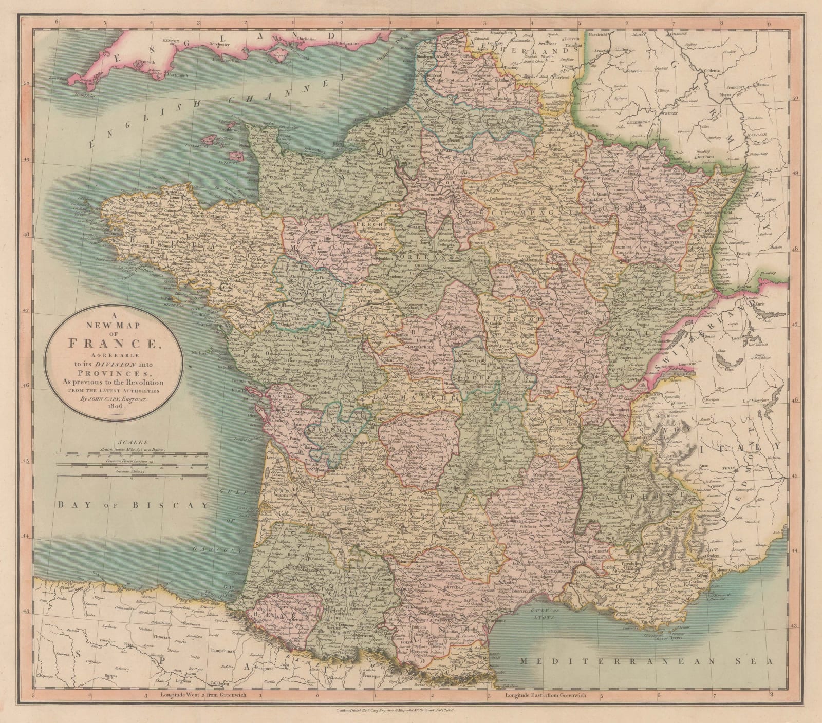 John Cary, France prior to the French Revolution, 1806