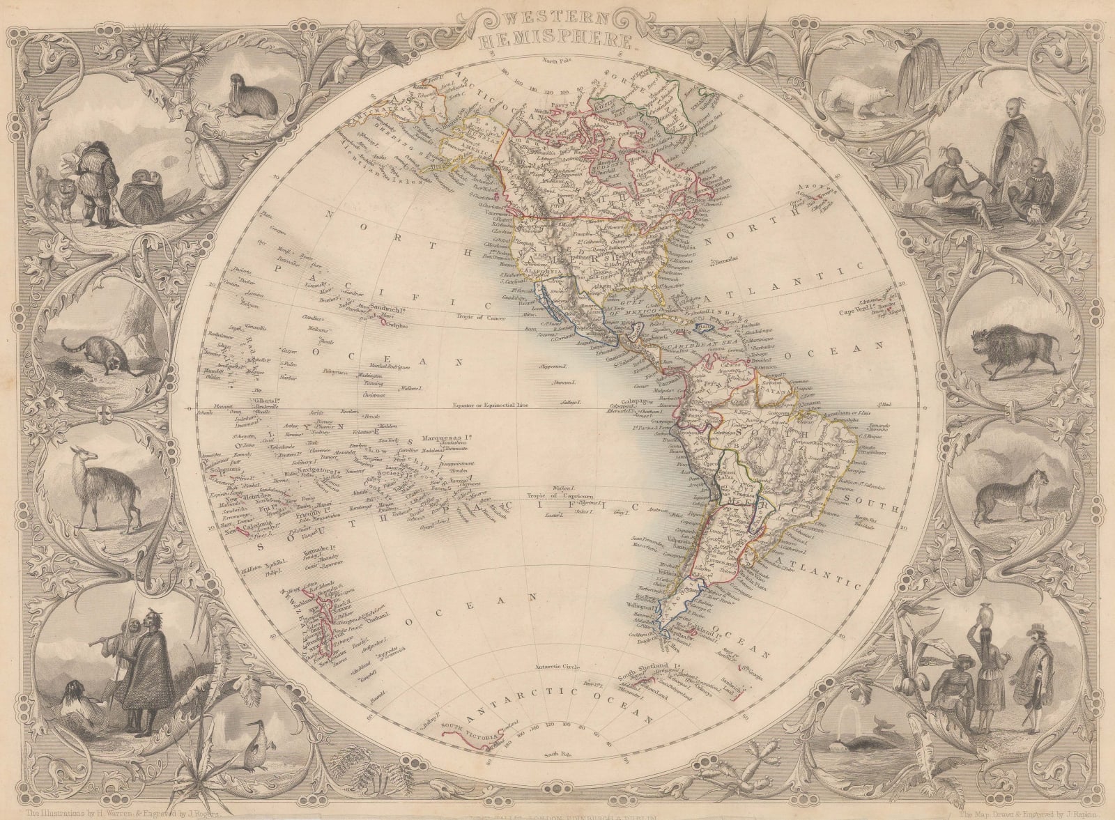 John Tallis, Western Hemisphere, 1851