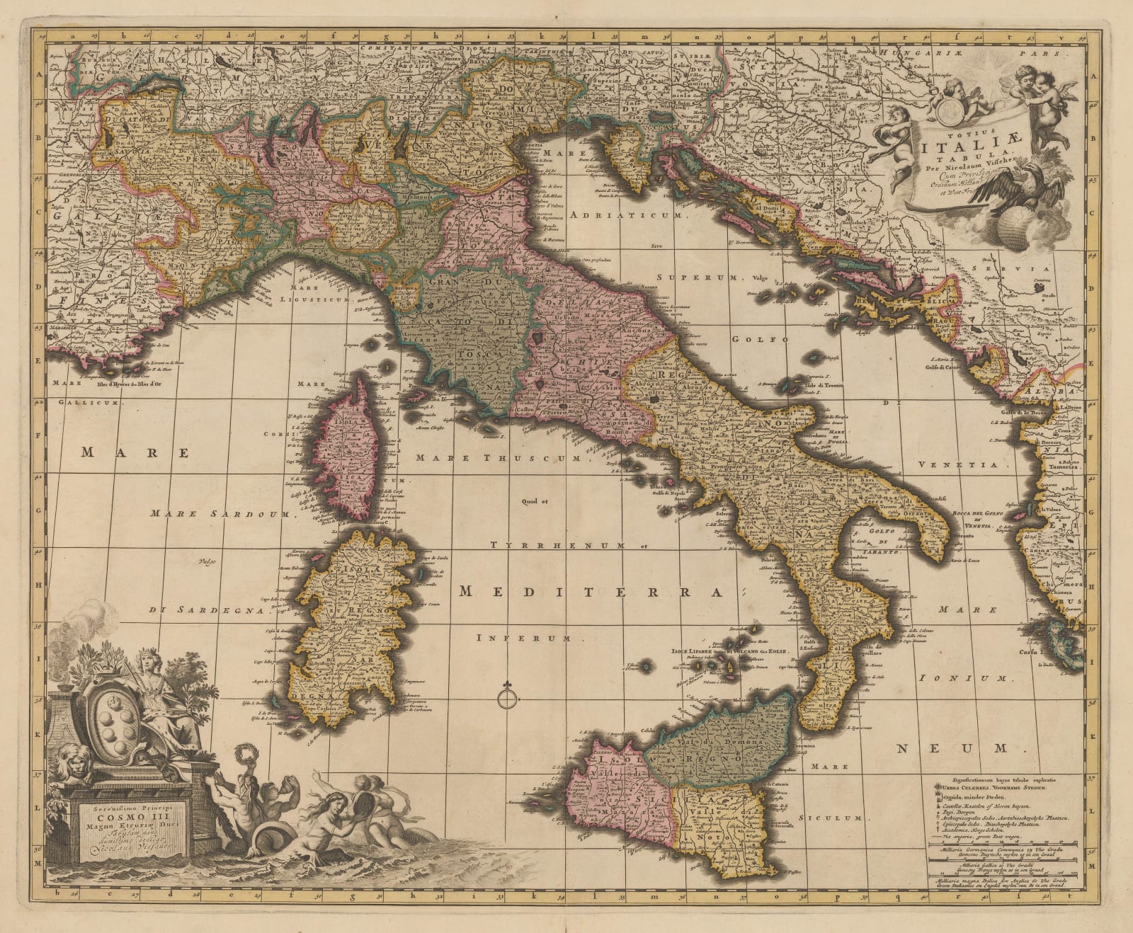 C. & N. Visscher, Italy, Sicily, Sardinia and Corsica, 1680 c.