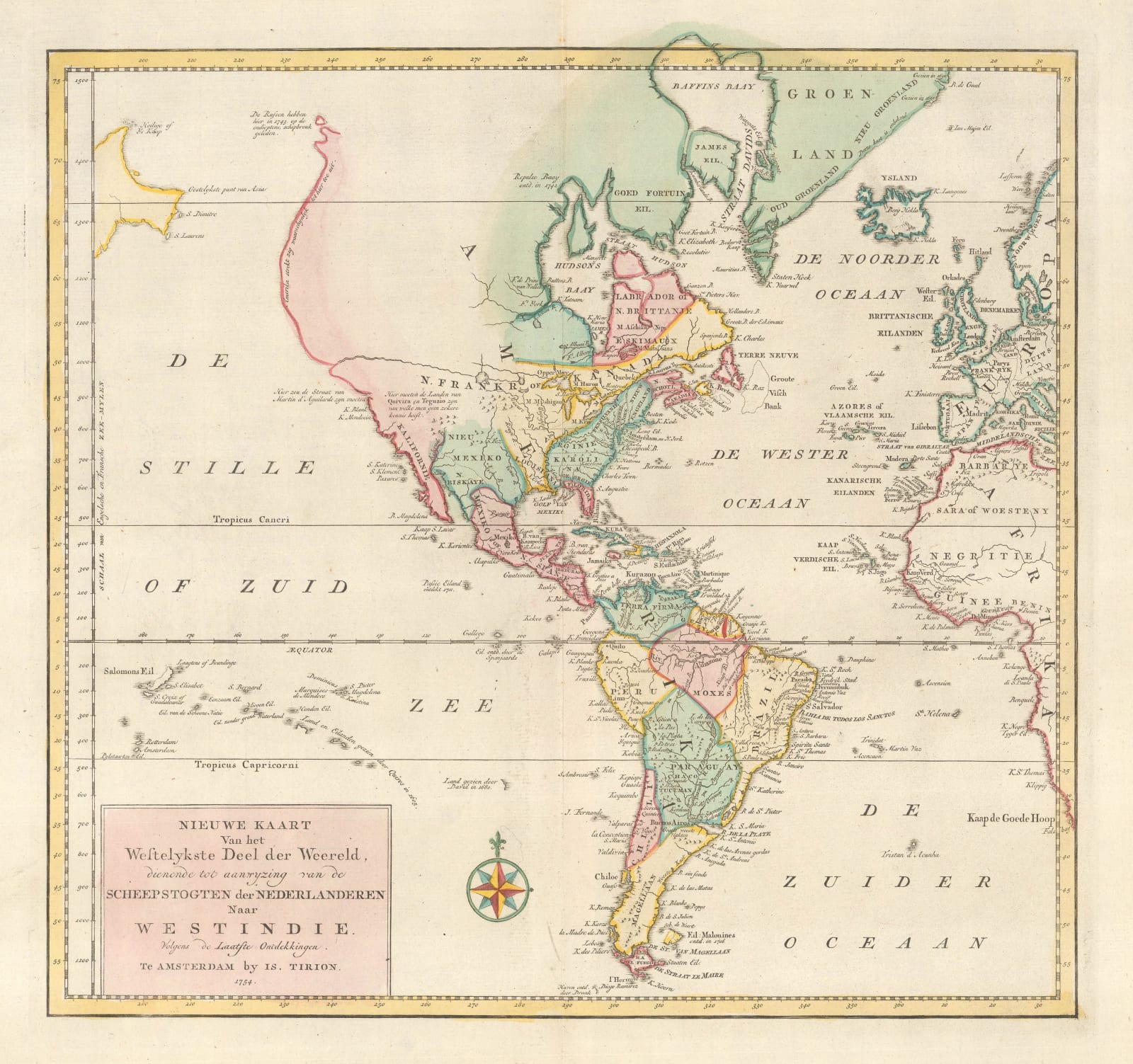 Isaac Tirion, North and South America, 1754