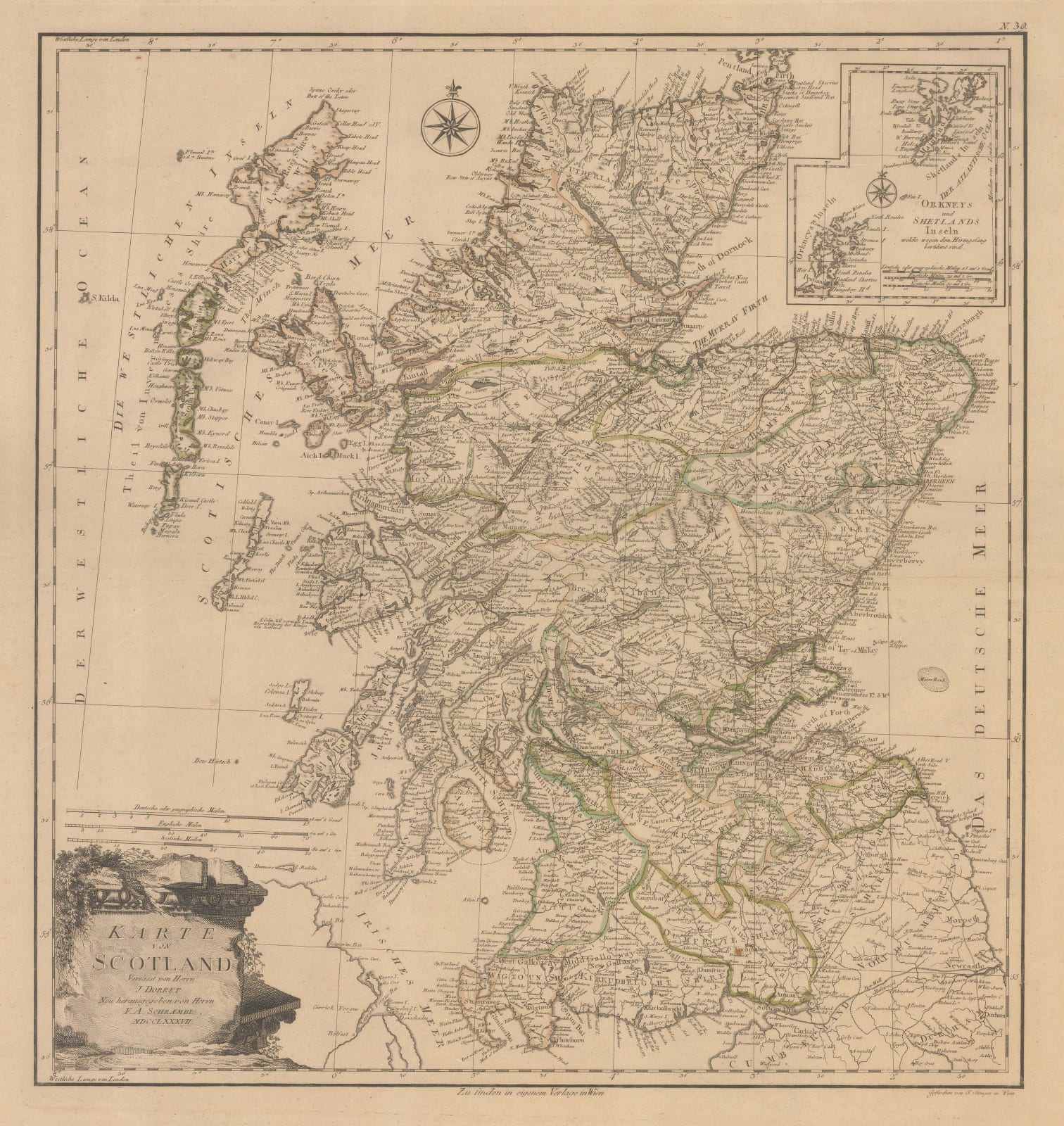 Franz Anton Schraembl, Karte von Scotland, 1787