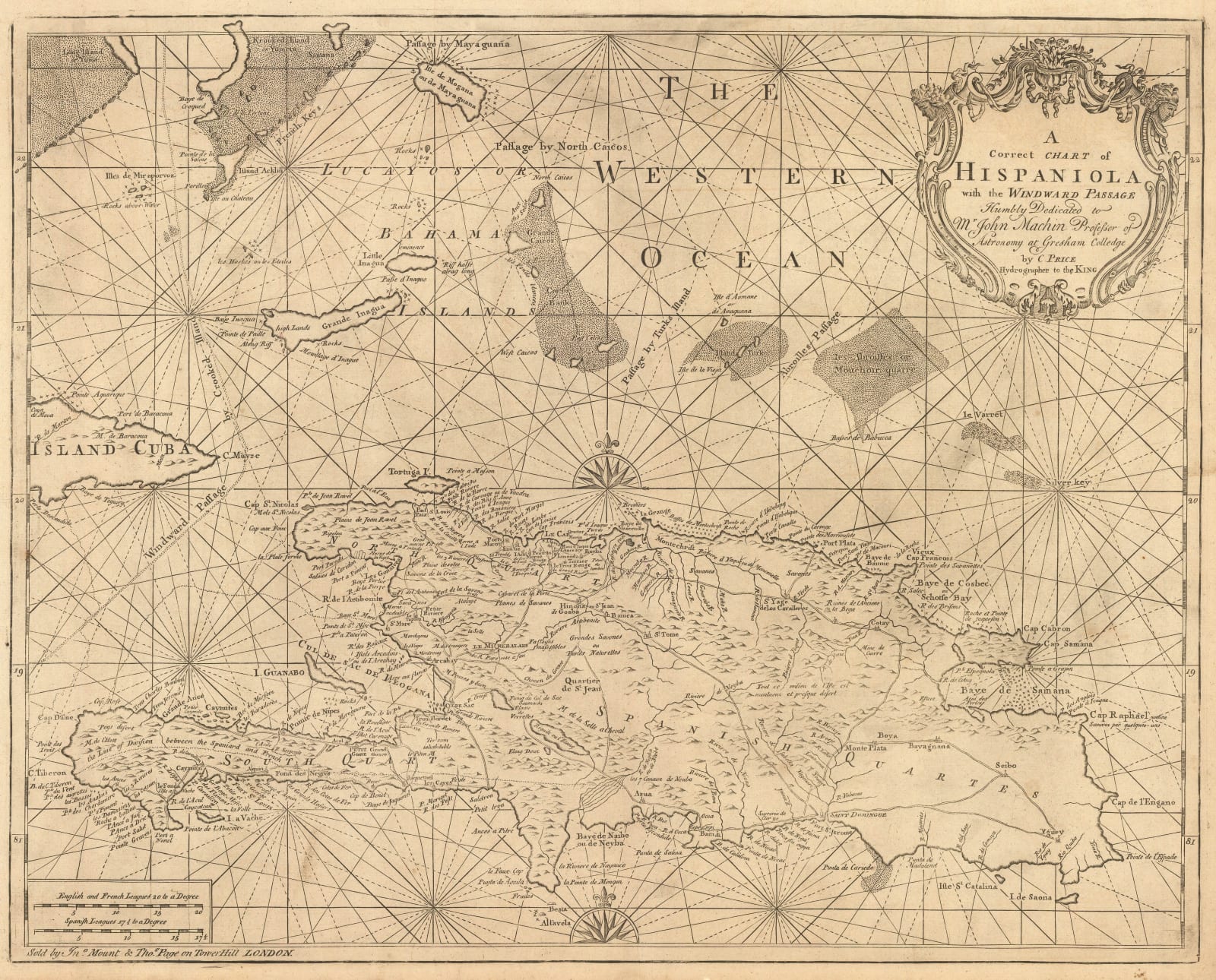 Mount & Page, Chart of Hispaniola or Haiti and the Dominican Republic, 1750 c.