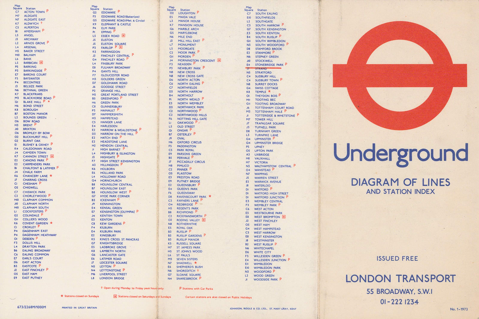 Paul E. Garbutt, London Underground Map, 1973