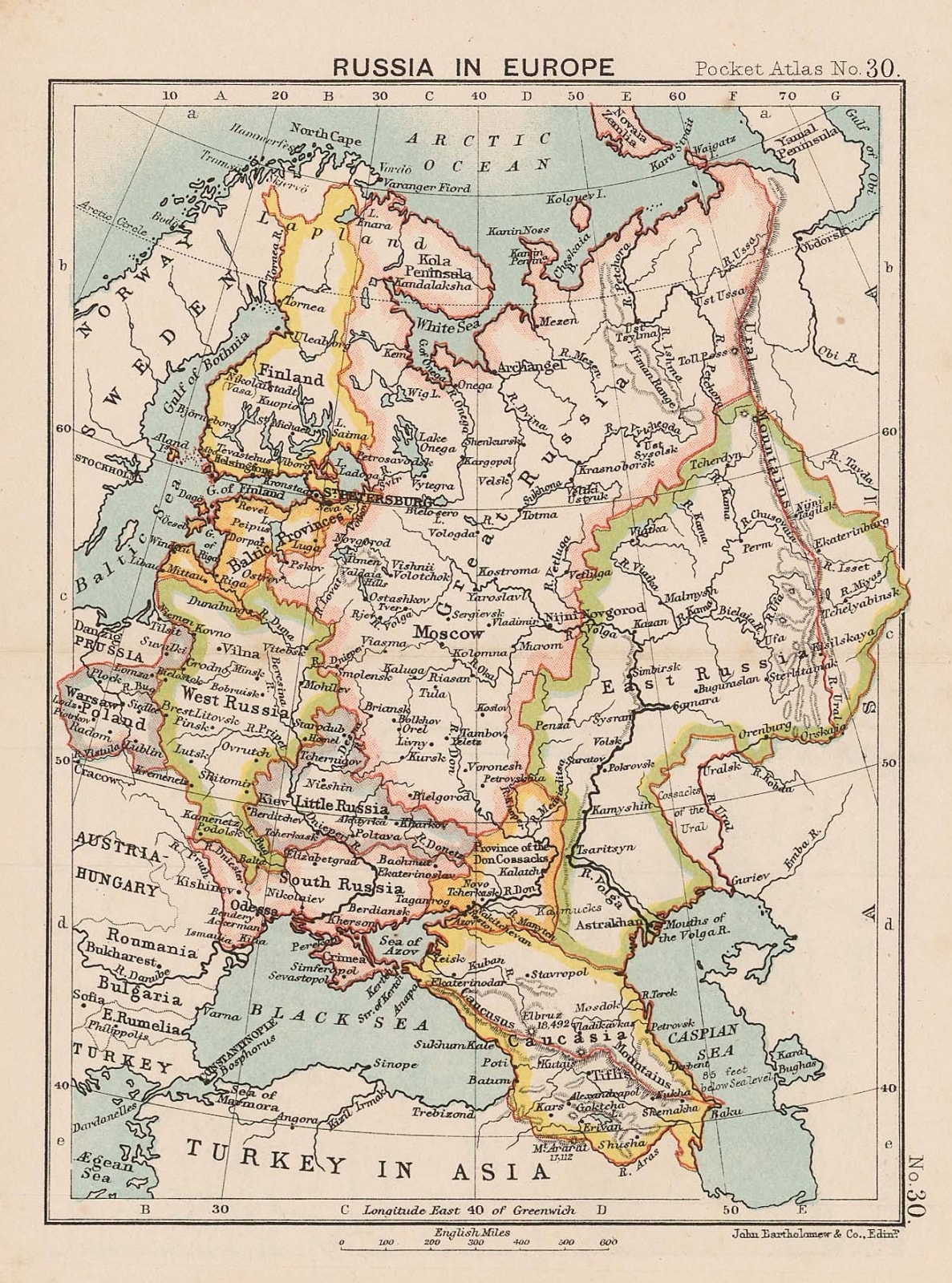 J.G. Bartholomew, Russia in Europe, 1897