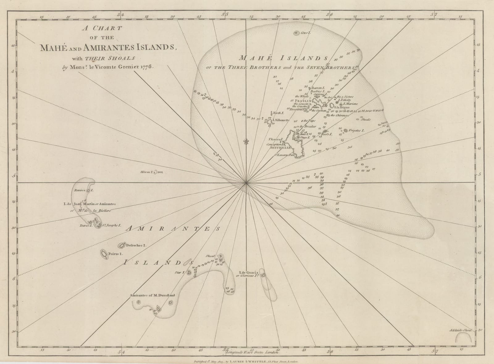 Laurie & Whittle, A Chart of the Mahe and Amirantes Islands, 1794