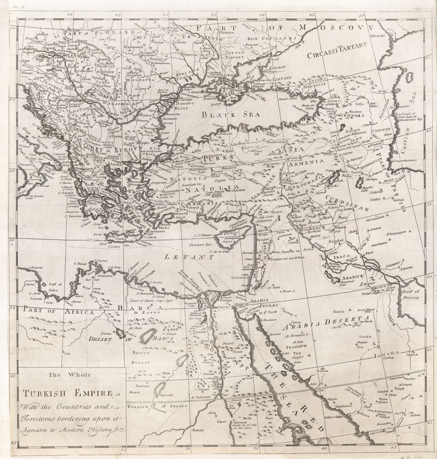 Herman Moll, Ottoman Empire just after the Austro-Turkish War, 1725